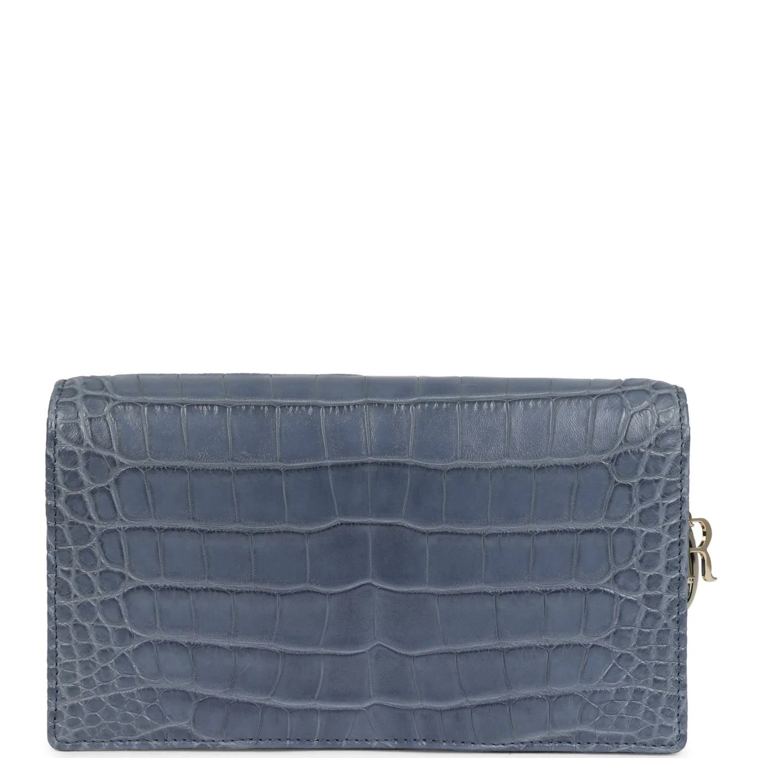 Christian Dior Convertible Clutch Bag Blue Alligator Light Gold Hardware