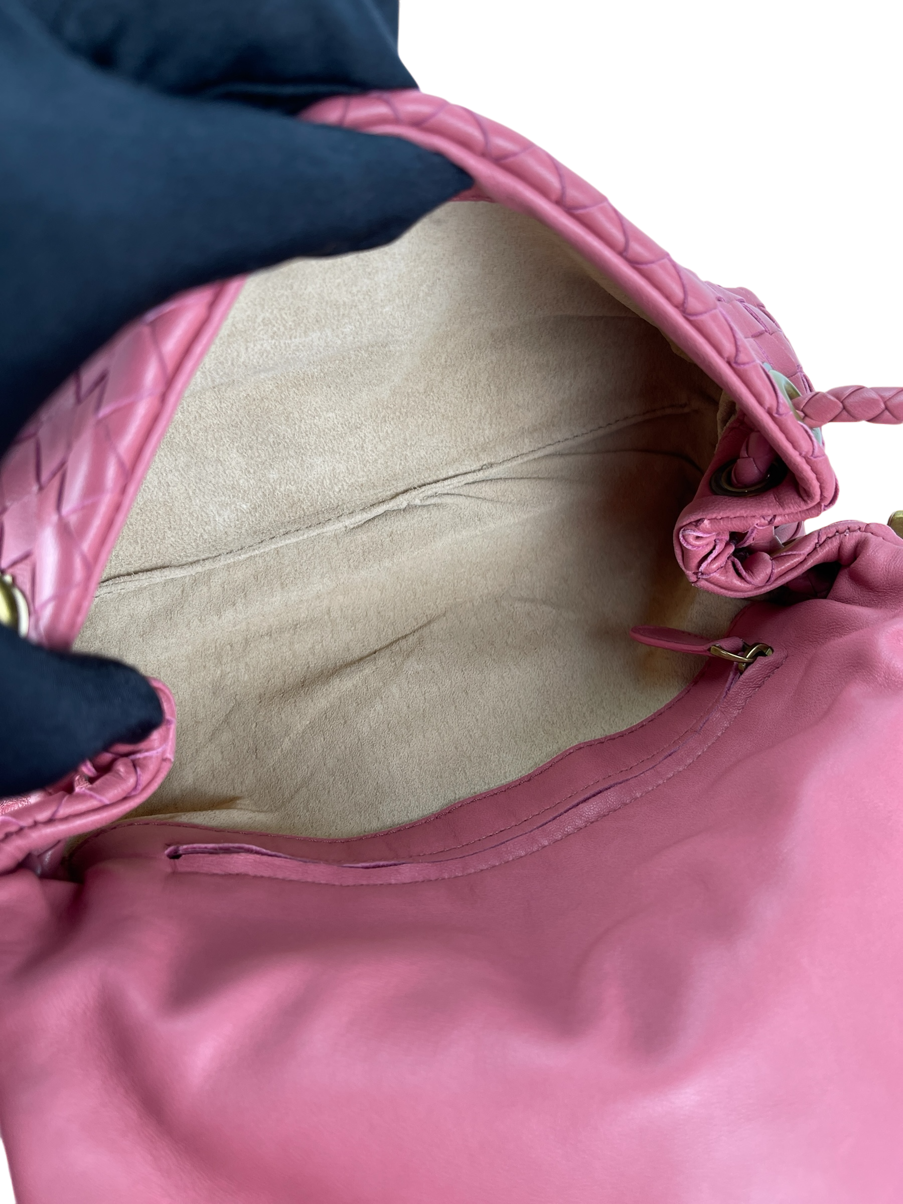 BOTTEGA VENETA - Pink Lambskin Intrecciato One Shoulder bag