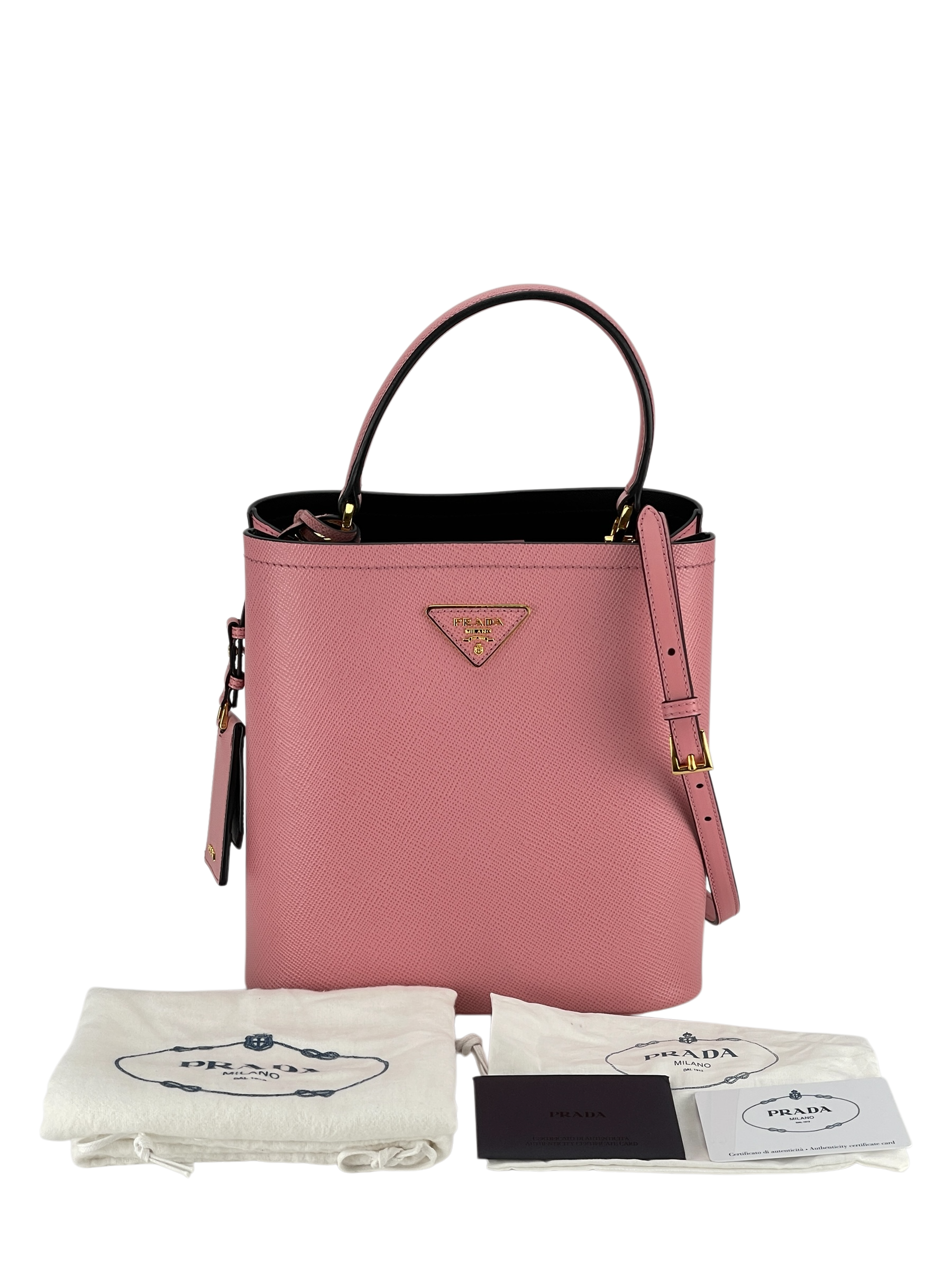 PRADA -  Pink Saffiano Cuir Panier Satchel Shoulder Bag