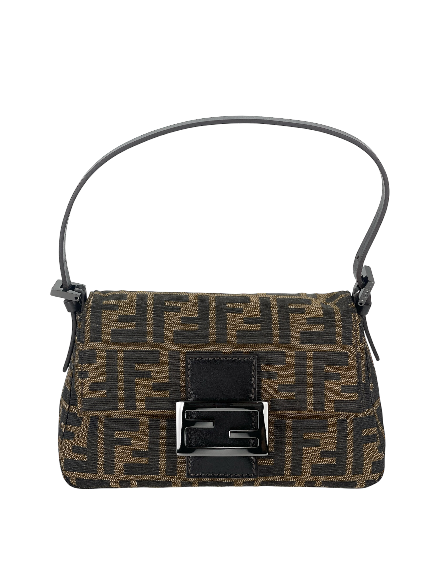 FENDI - Brown Zucca Baguette Handbag Silver Hardware