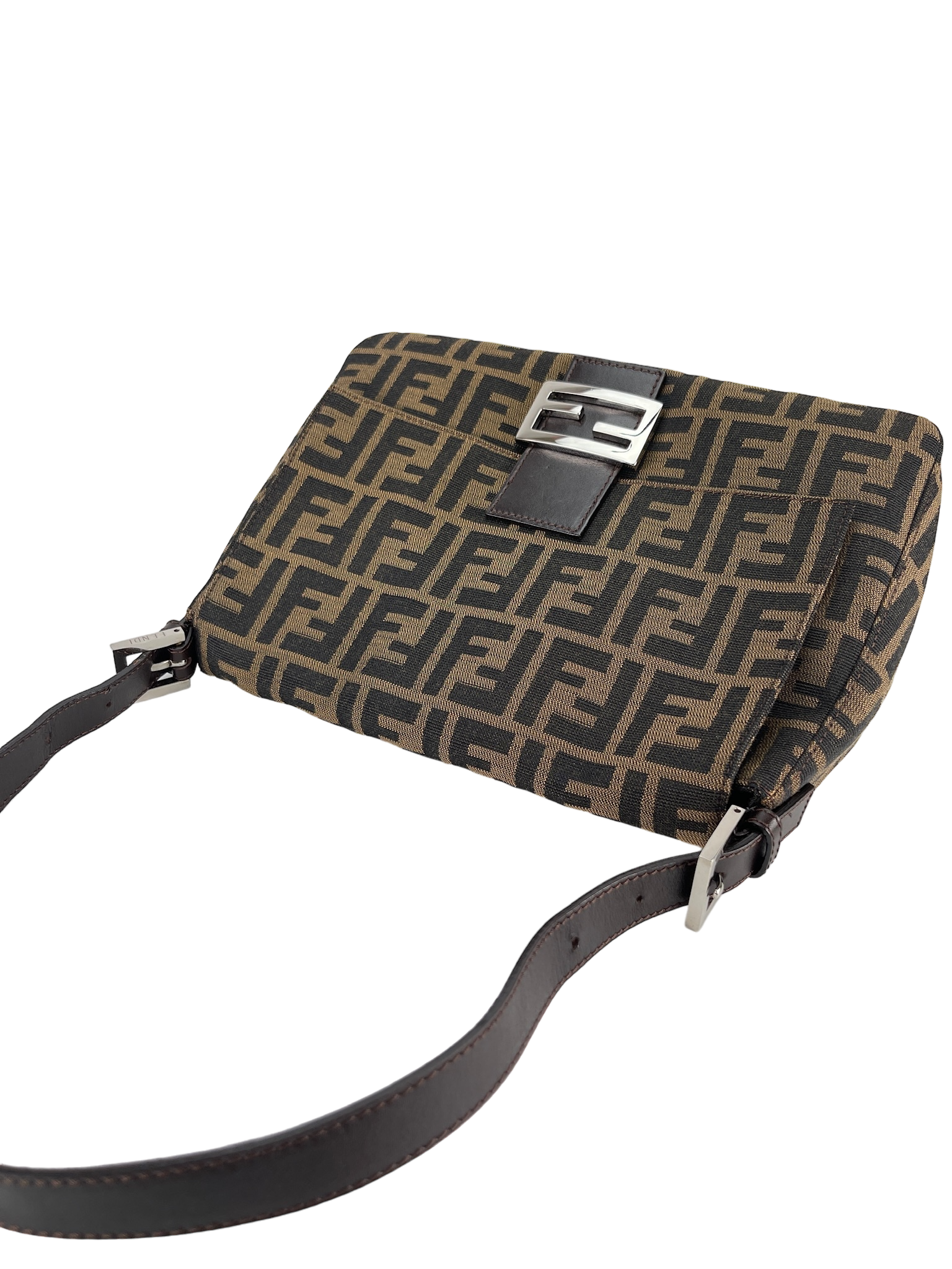 FENDI - Brown Zucca Mamma Baguette Handbag Silver Hardware