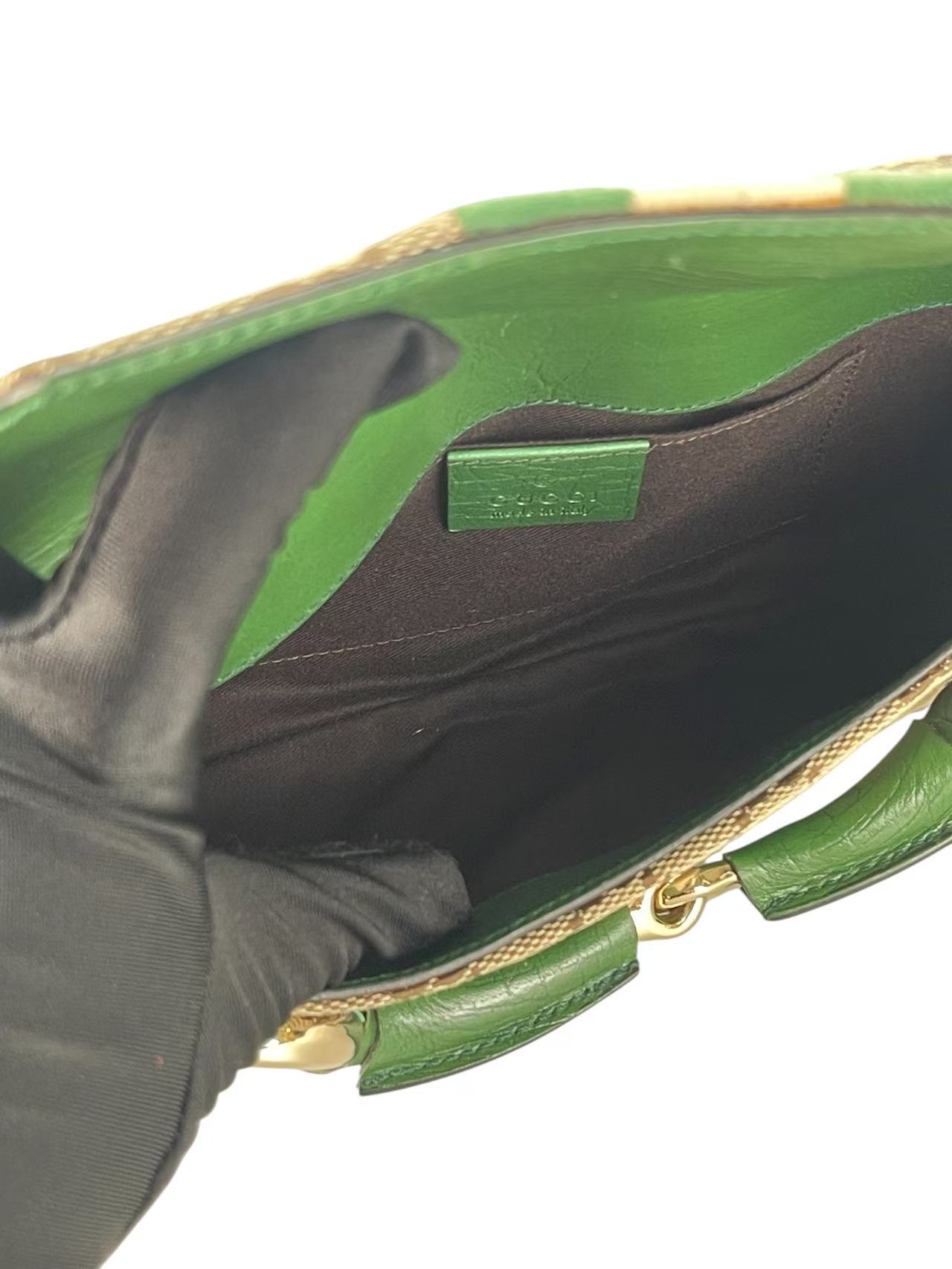 GUCCI - Green Horsebit Chain Cloth Crossbody Bag