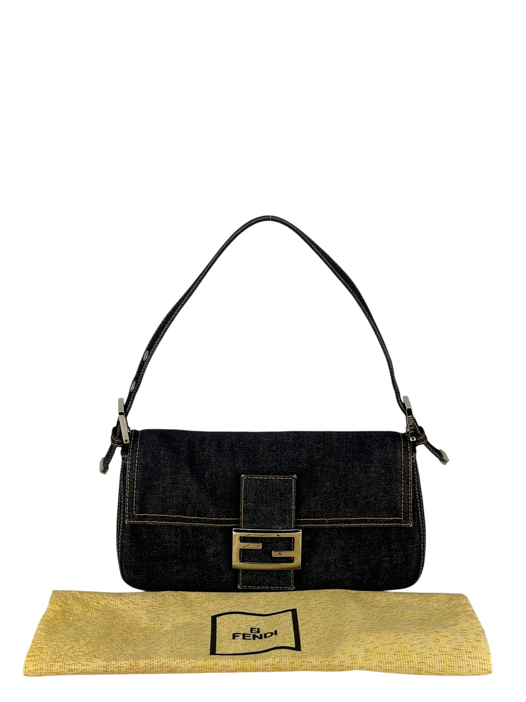 FENDI - Dark Denim Baguette Bag Silver Hardware