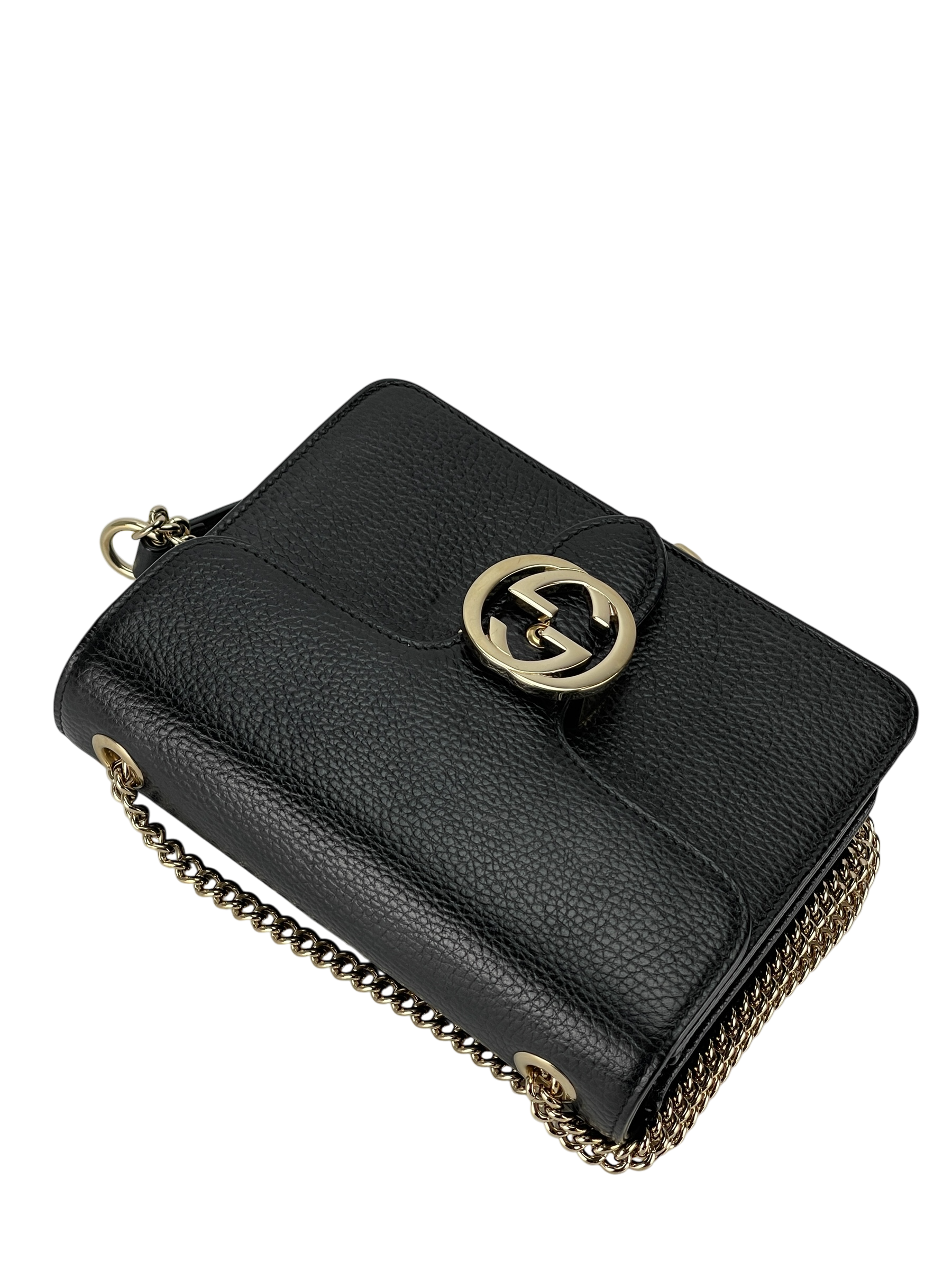 GUCCI - Black Interlocking G Chain Shoulder Bag