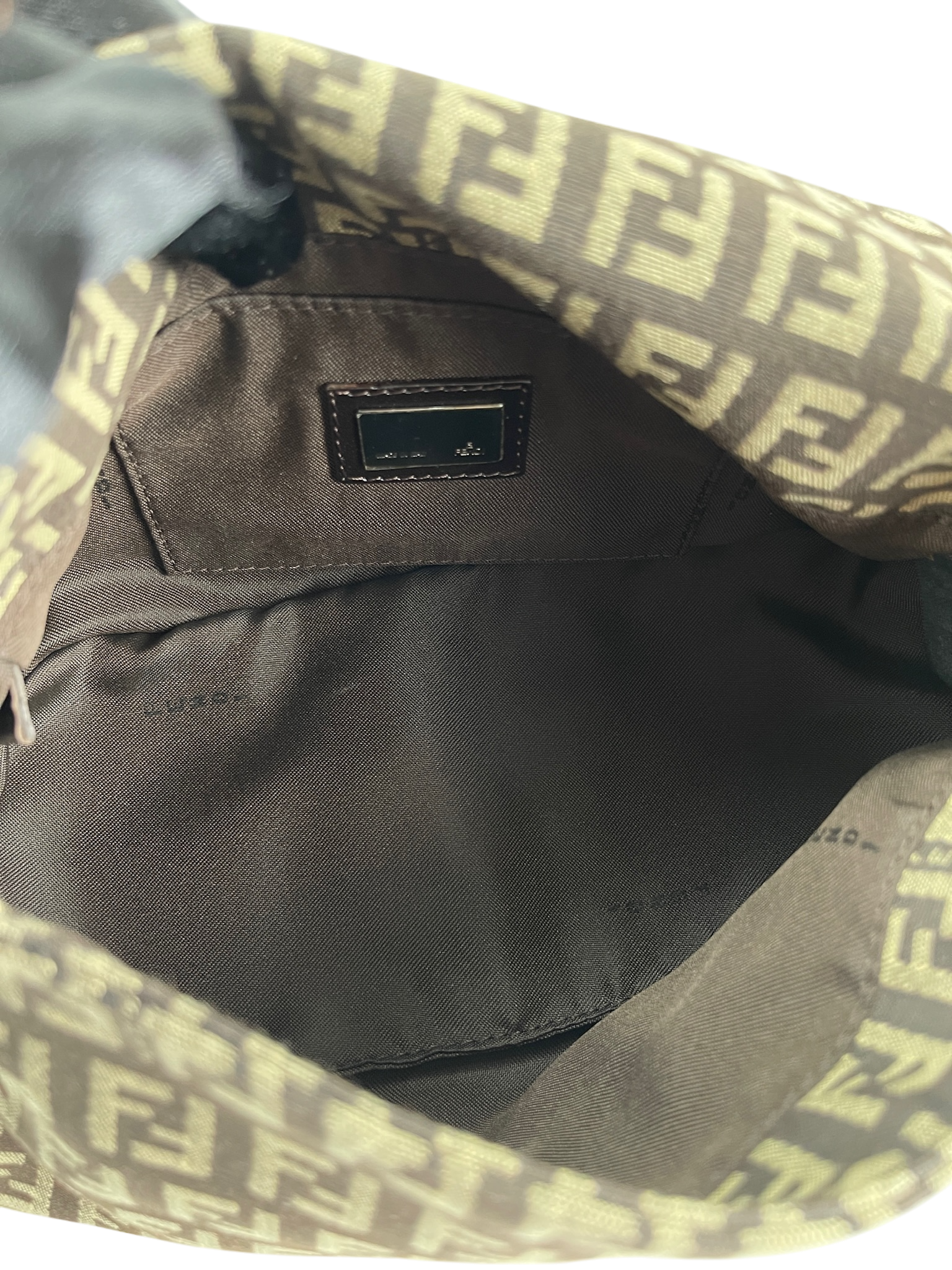 FENDI - Beige Zucca Baguette Handbag Sliver Hardware