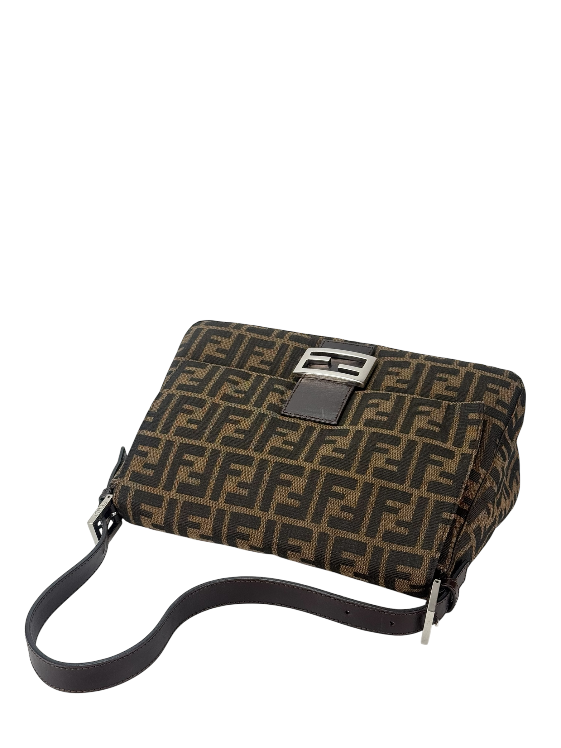 FENDI - Brown Zucca Mamma Baguette Handbag Silver Hardware