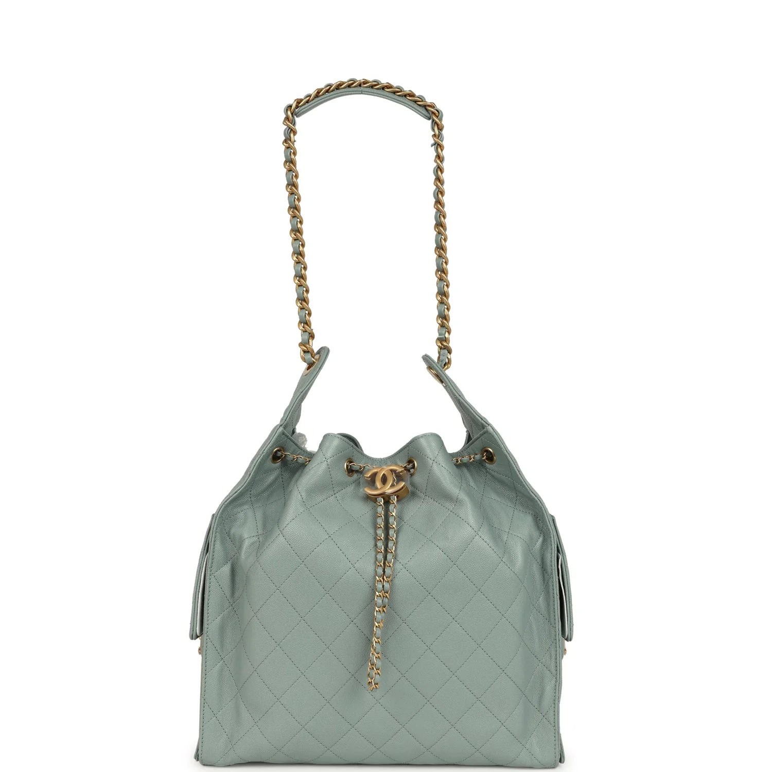 Chanel Medium 25 Hobo Bag Green Caviar Antique Gold Hardware
