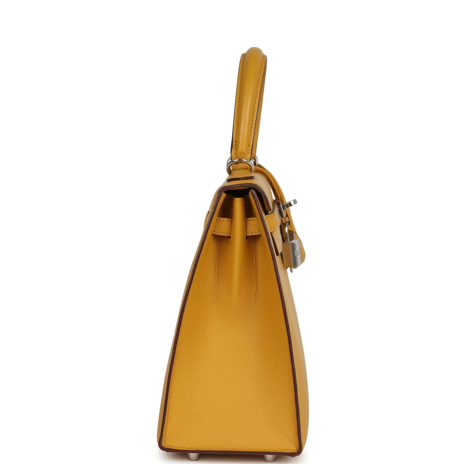 Pre-owned Hermes Kelly Sellier 25 Jaune Ambre Epsom Palladium Hardware