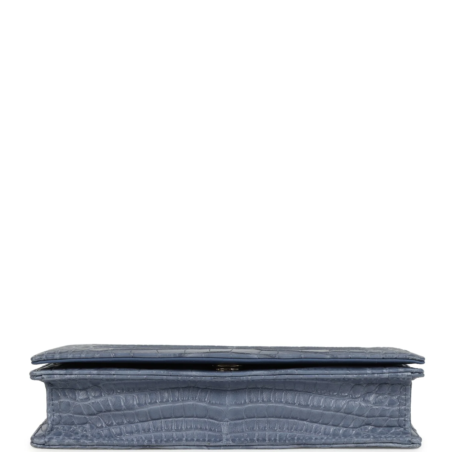 Christian Dior Convertible Clutch Bag Blue Alligator Light Gold Hardware