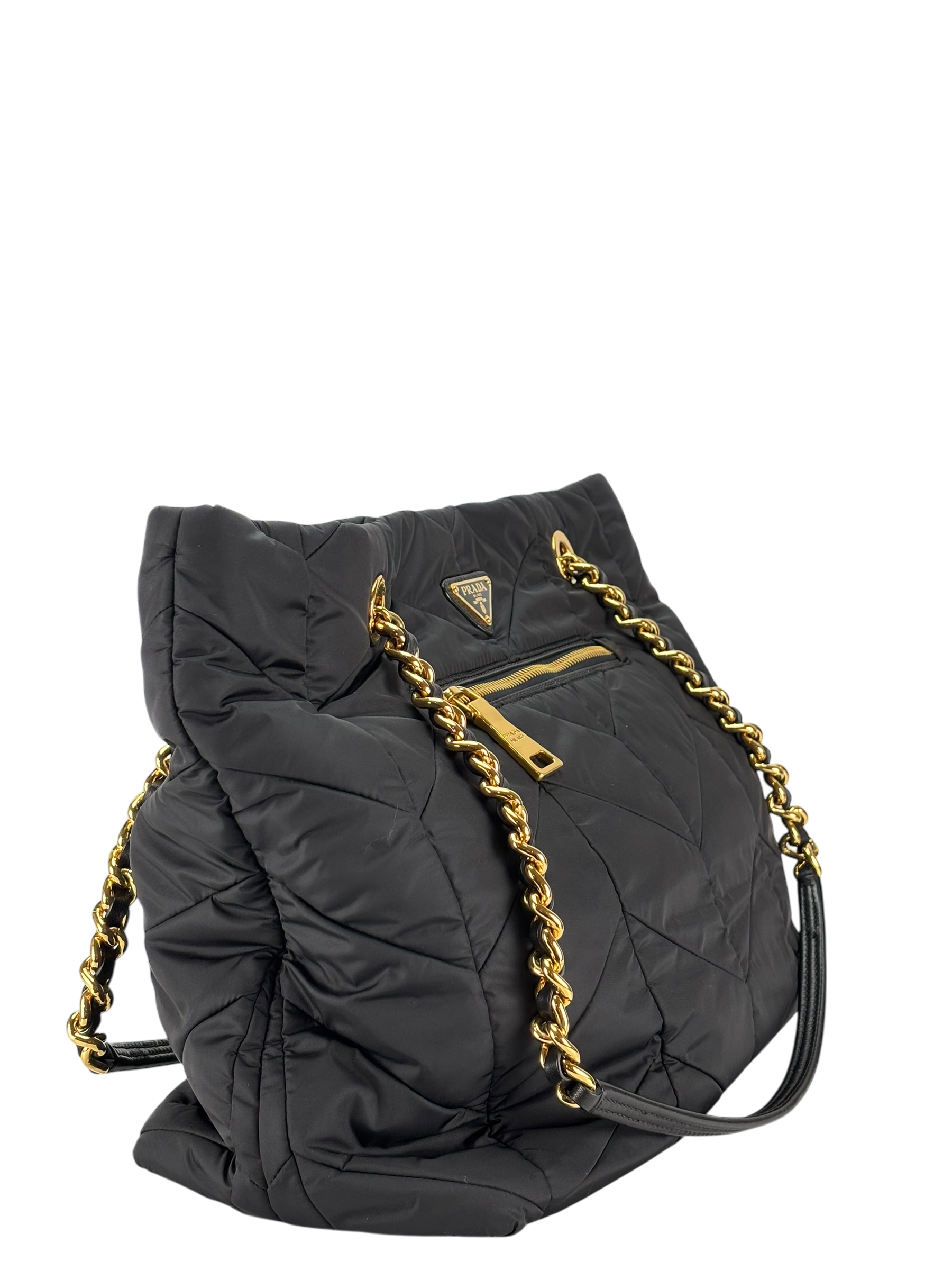 PRADA - Black Nylon Tote Impuntu Tessuto Shoulder Bag