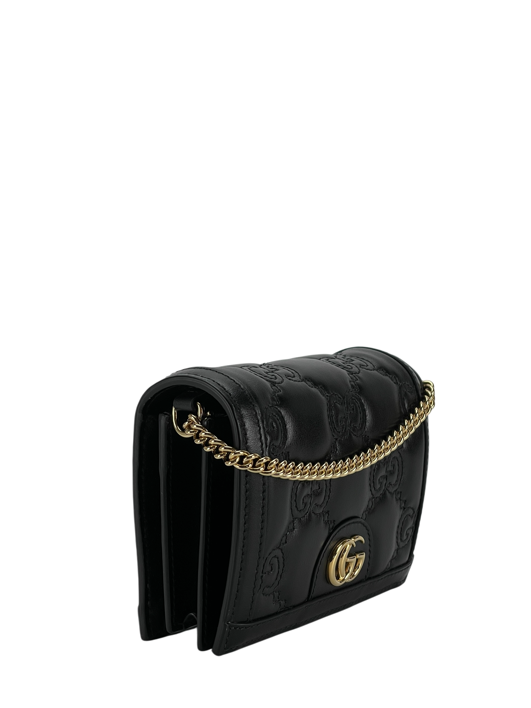 GUCCI - Enamel GG Matelasse Mini Chain Bag Black Nylon Calfskin