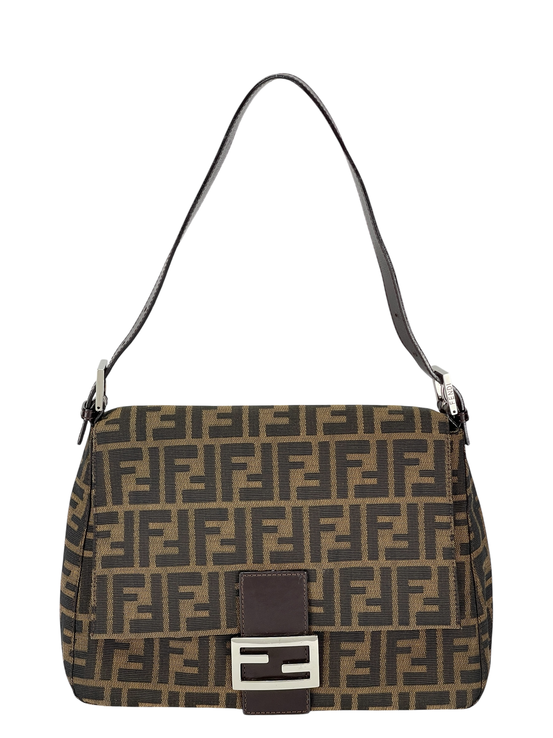 FENDI - Brown Zucca Mamma Baguette Handbag Silver Hardware