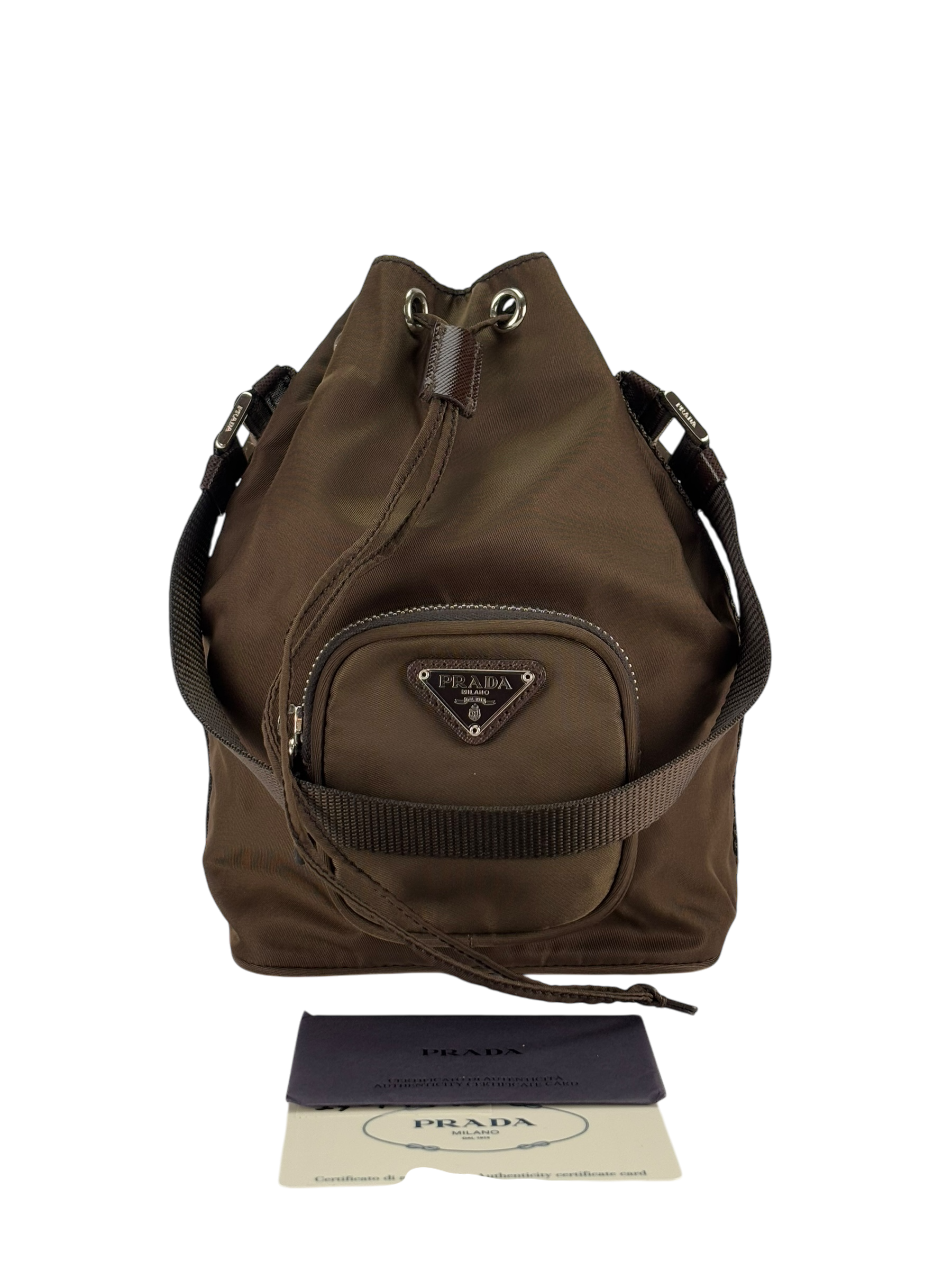 PRADA - Brown Re-Nylon Bucket 2way Bag