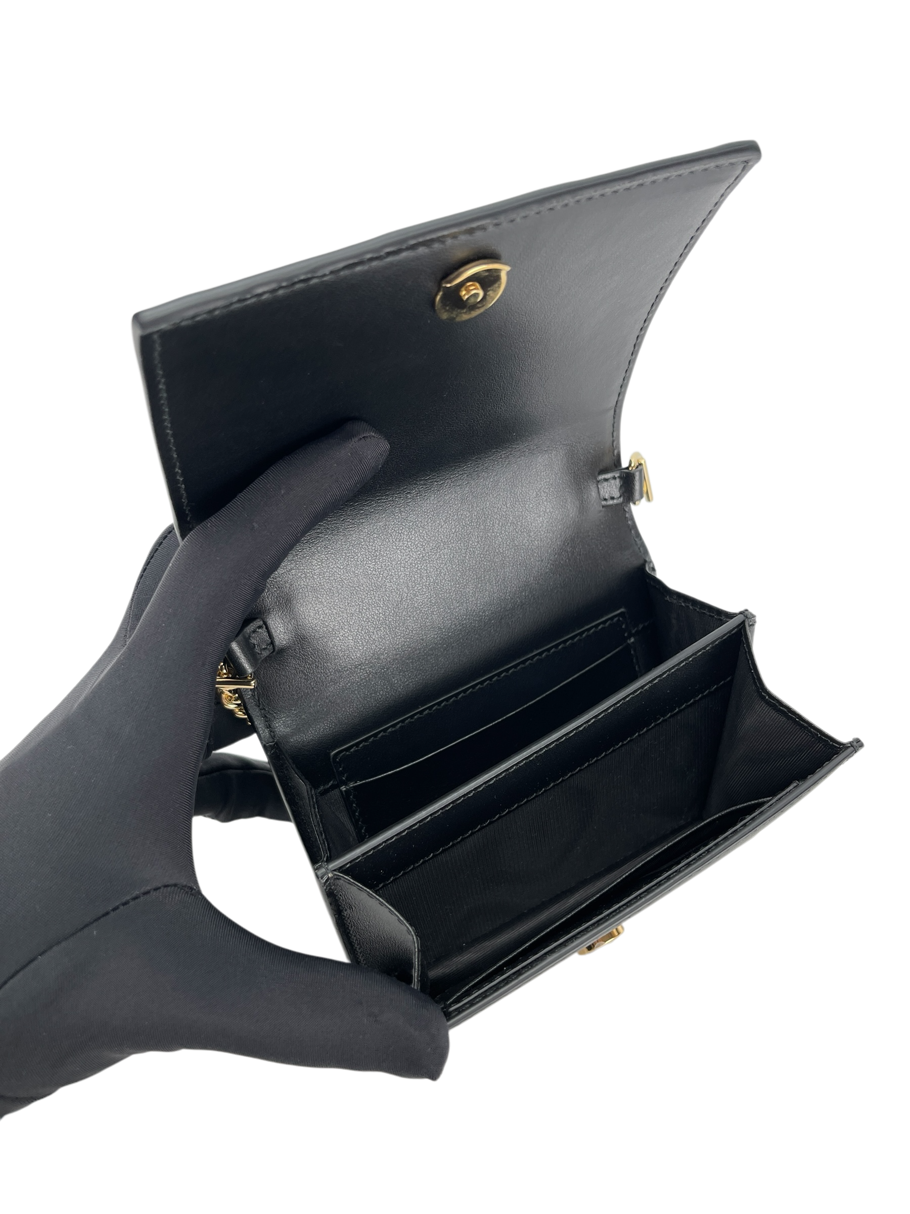 GUCCI - Enamel GG Matelasse Mini Chain Bag Black Nylon Calfskin