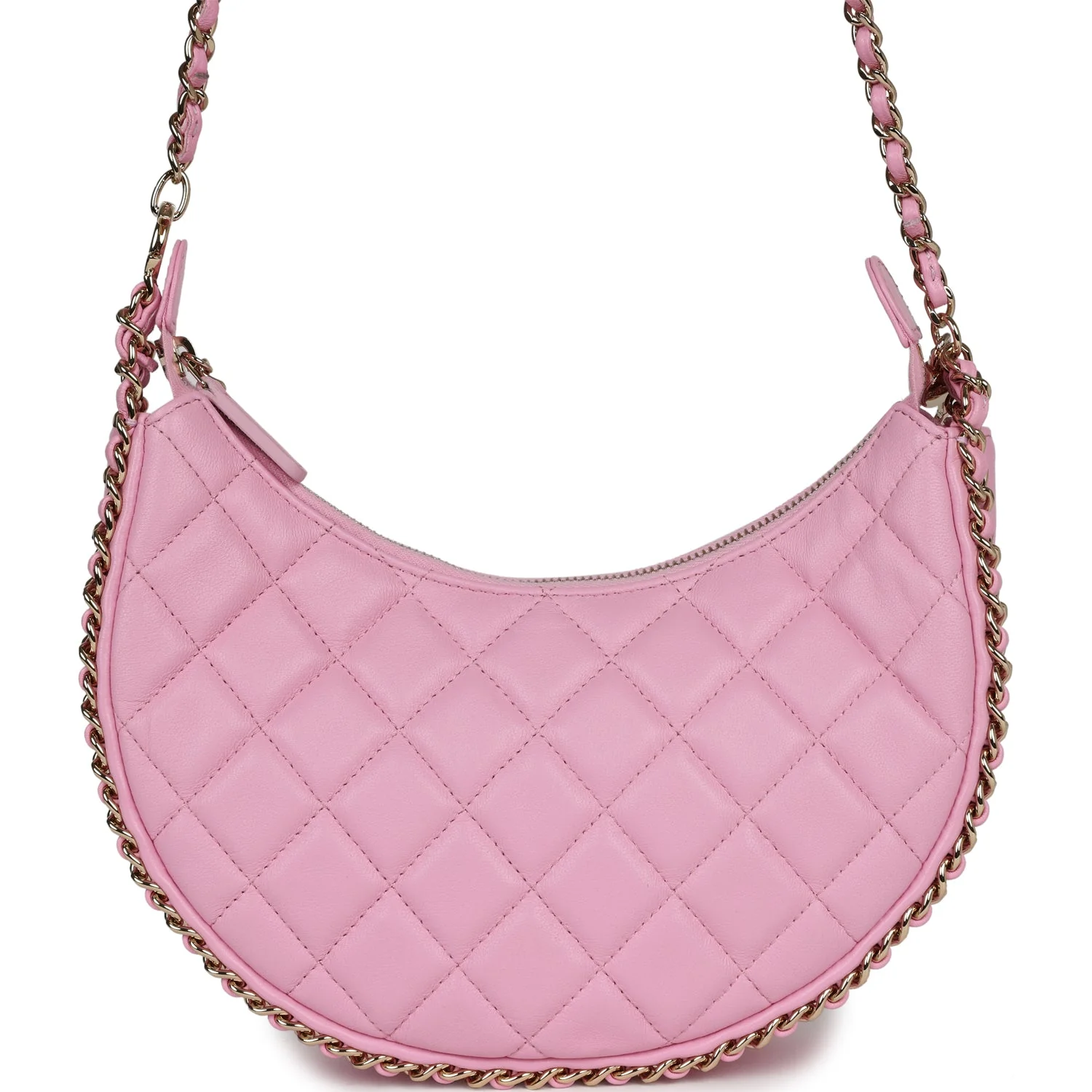 Chanel Small Chain Around Hobo Pink Lambskin Gold Hardware