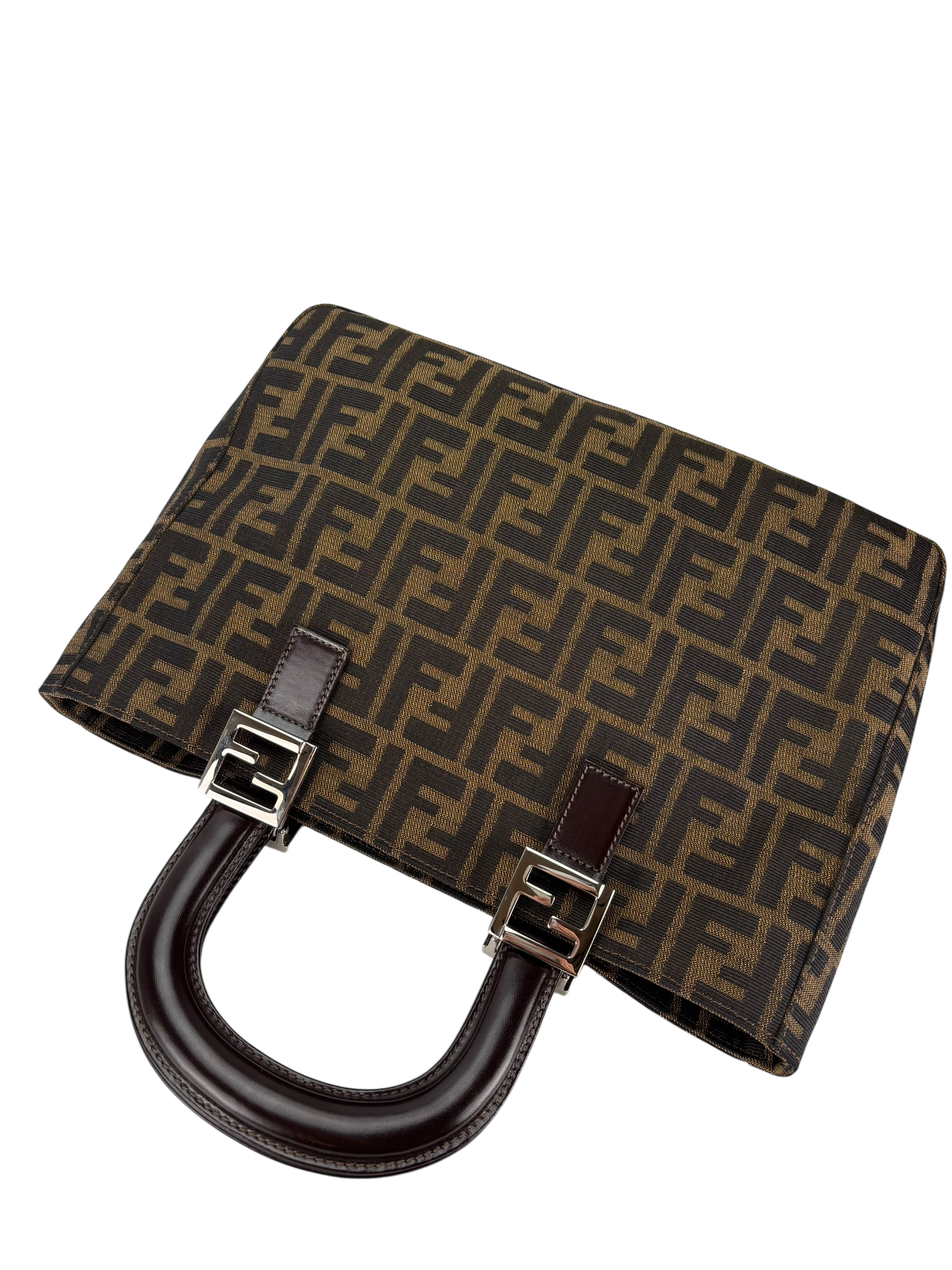 FENDI - Brown Canvas Tote Zucca Nylon Handbag