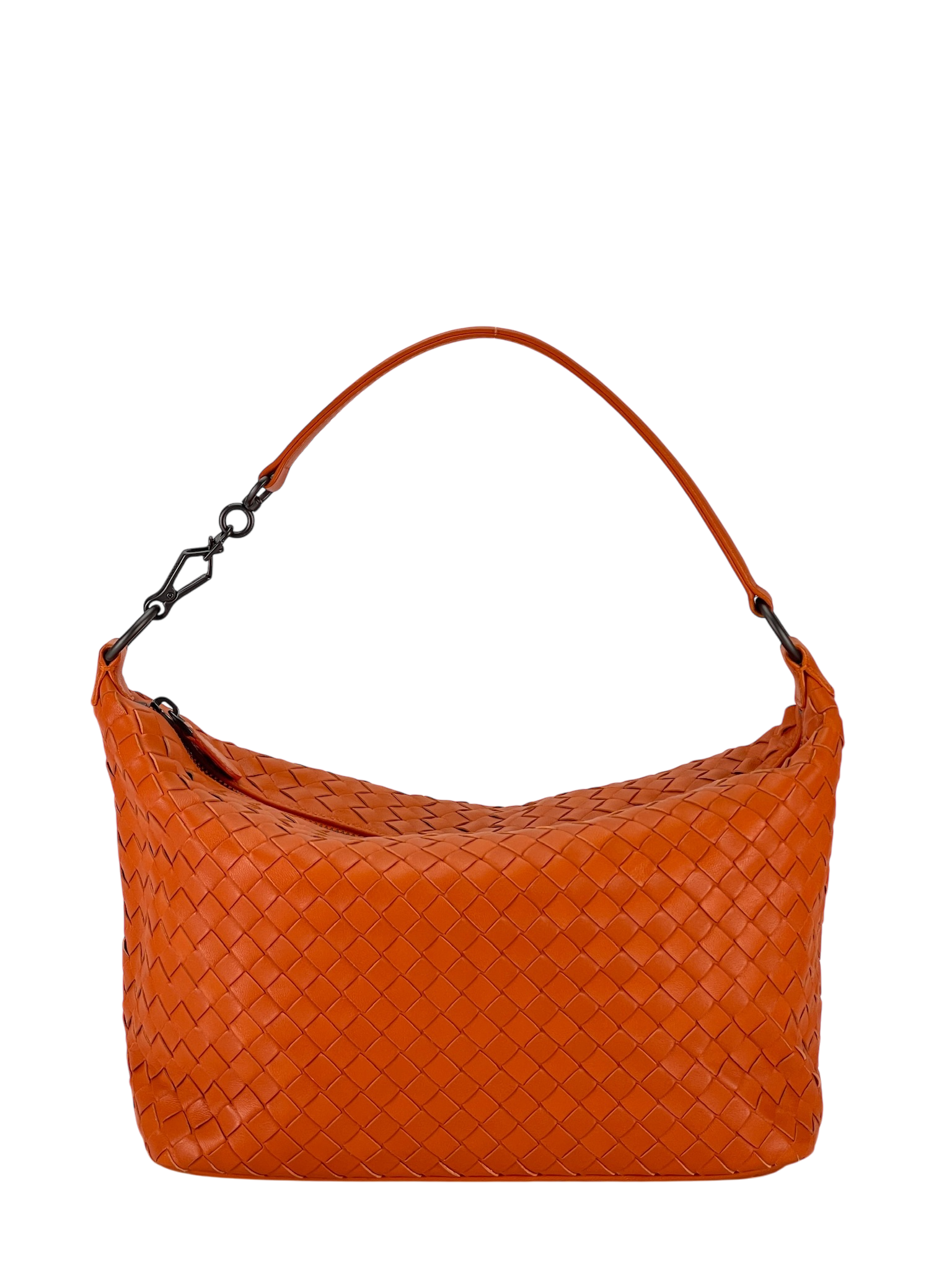BOTTEGA VENETA - Zip Hobo Intrecciato Nappa Orange Calfskin