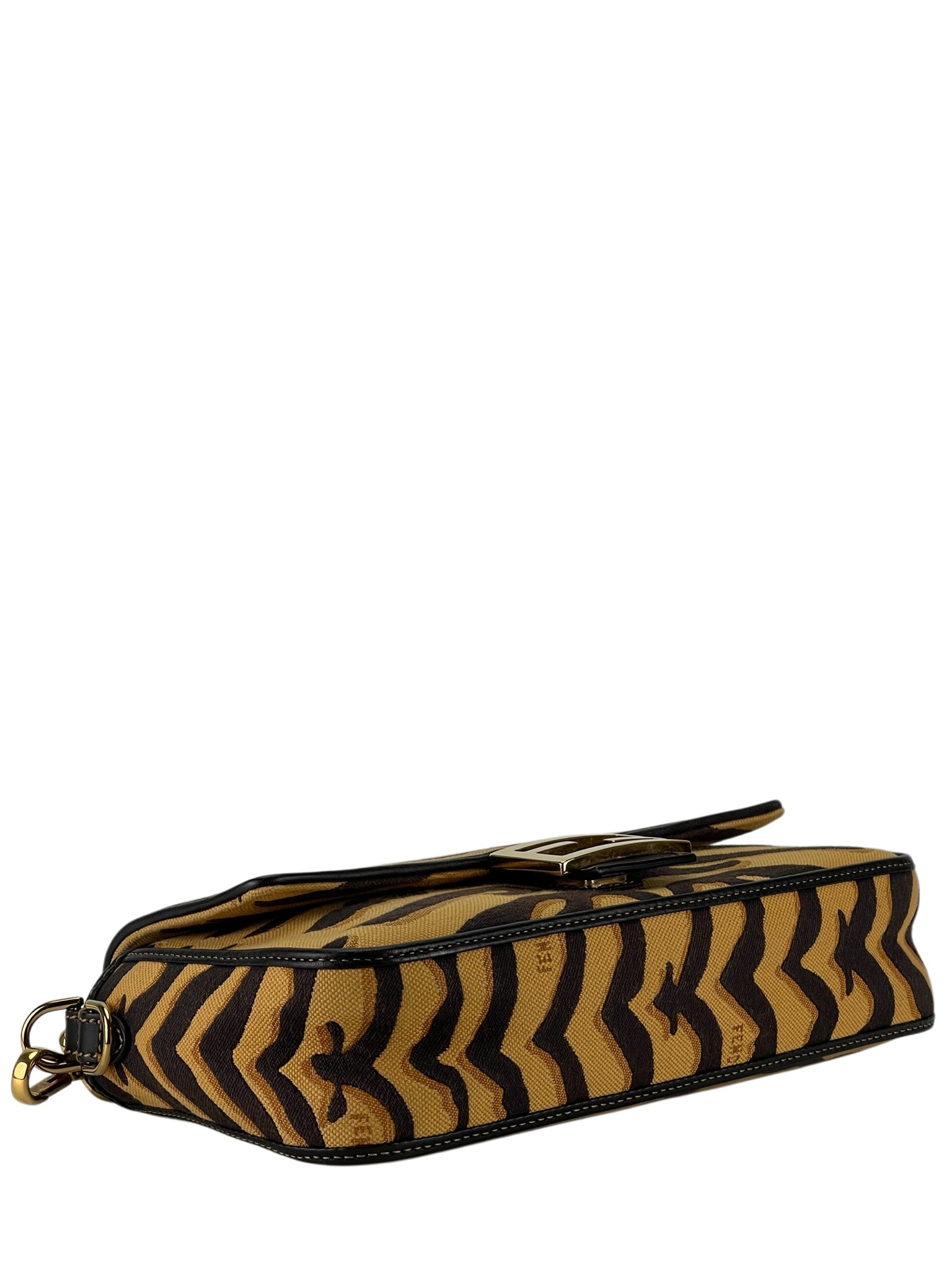 FENDI - Canvas Chinese New Year Tiger Embroidered Baguette Black Dark Yellow