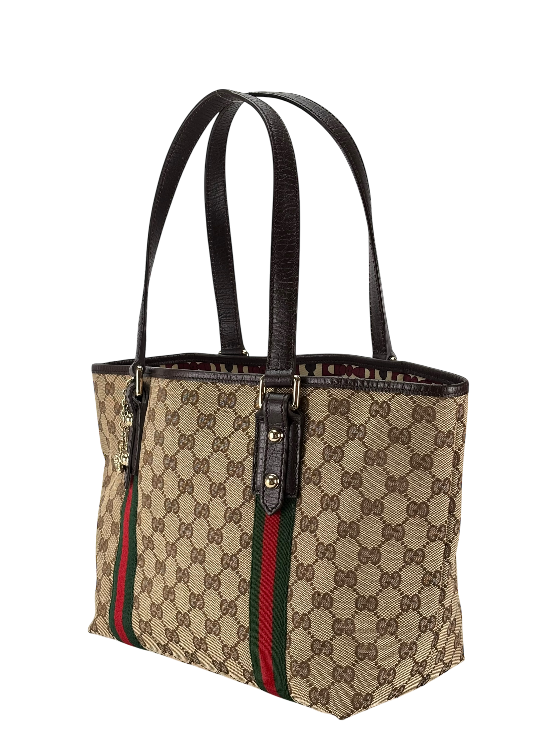 GUCCI - Sherry Line Khaki Beige Brown Canvas Tote Bag Shoulder Bag