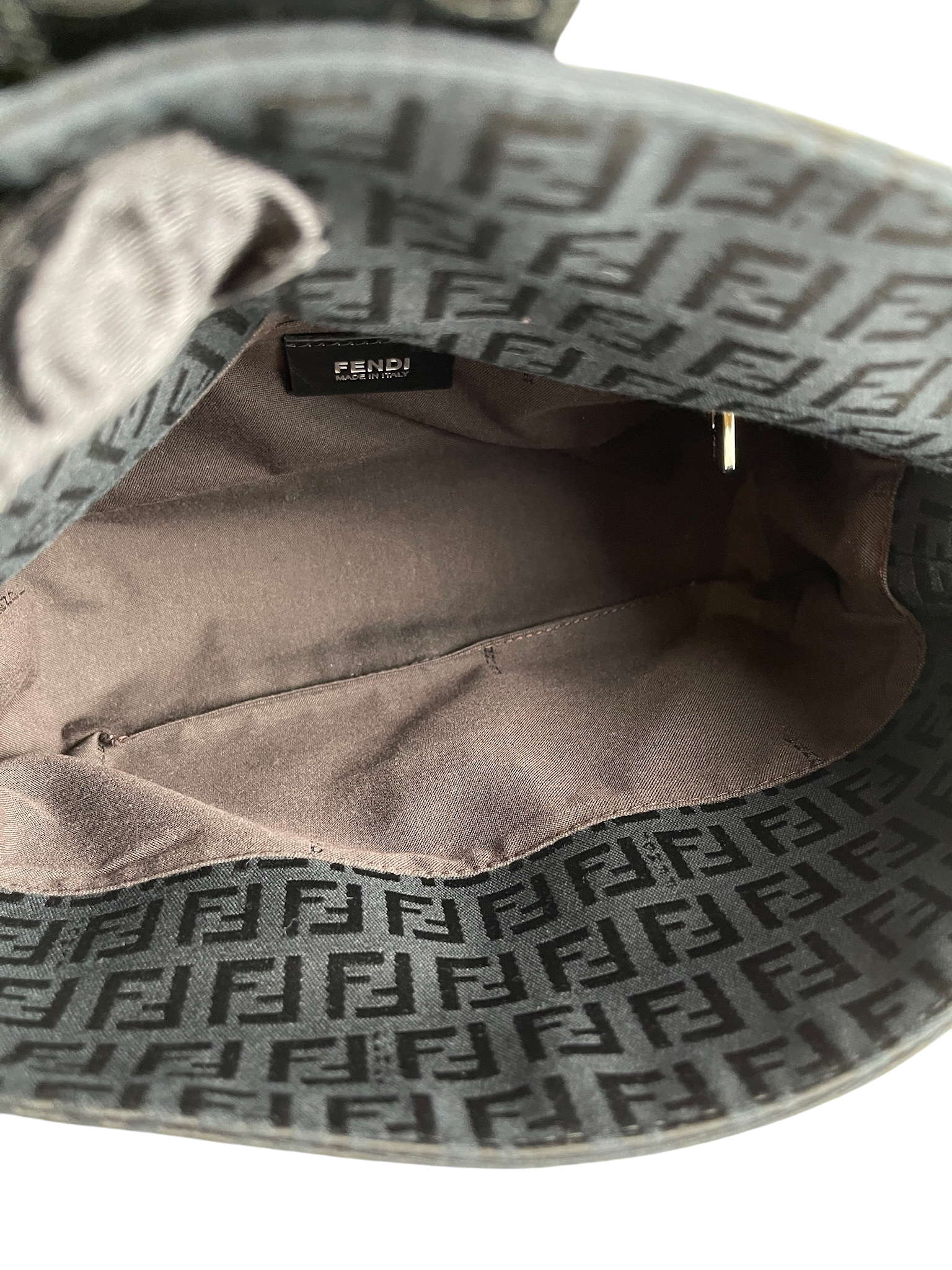 FENDI - Black Canvas Zucca Shoulder Bag Silver Hardware