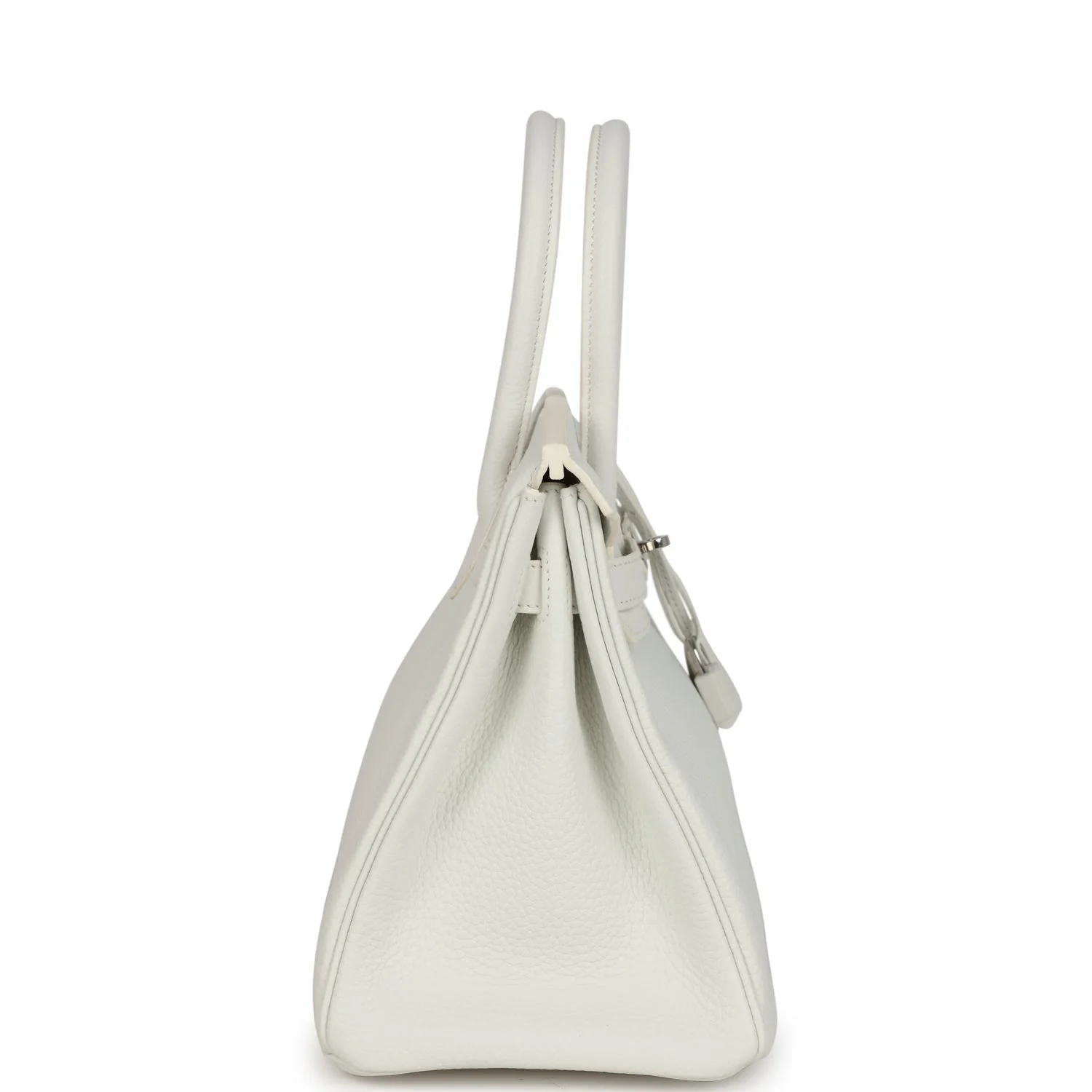 Pre-owned Hermes Birkin 30 White Clemence Palladium Hardware