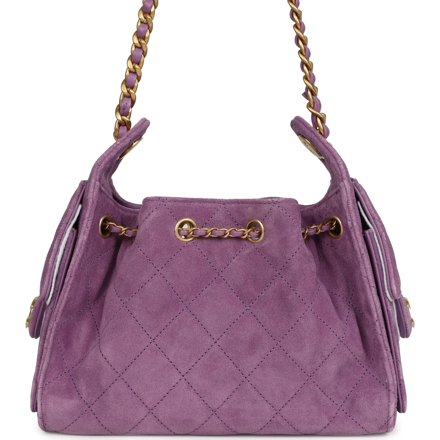 Chanel Mini 25 Hobo Bag Purple Suede Antique Gold Hardware