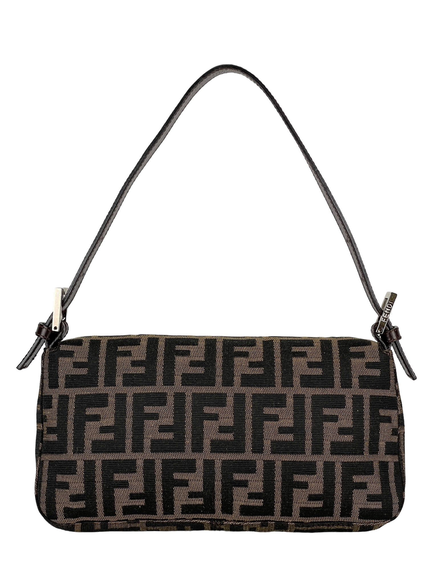 FENDI - Brown Zucca Baguette Handbag Silver Hardware