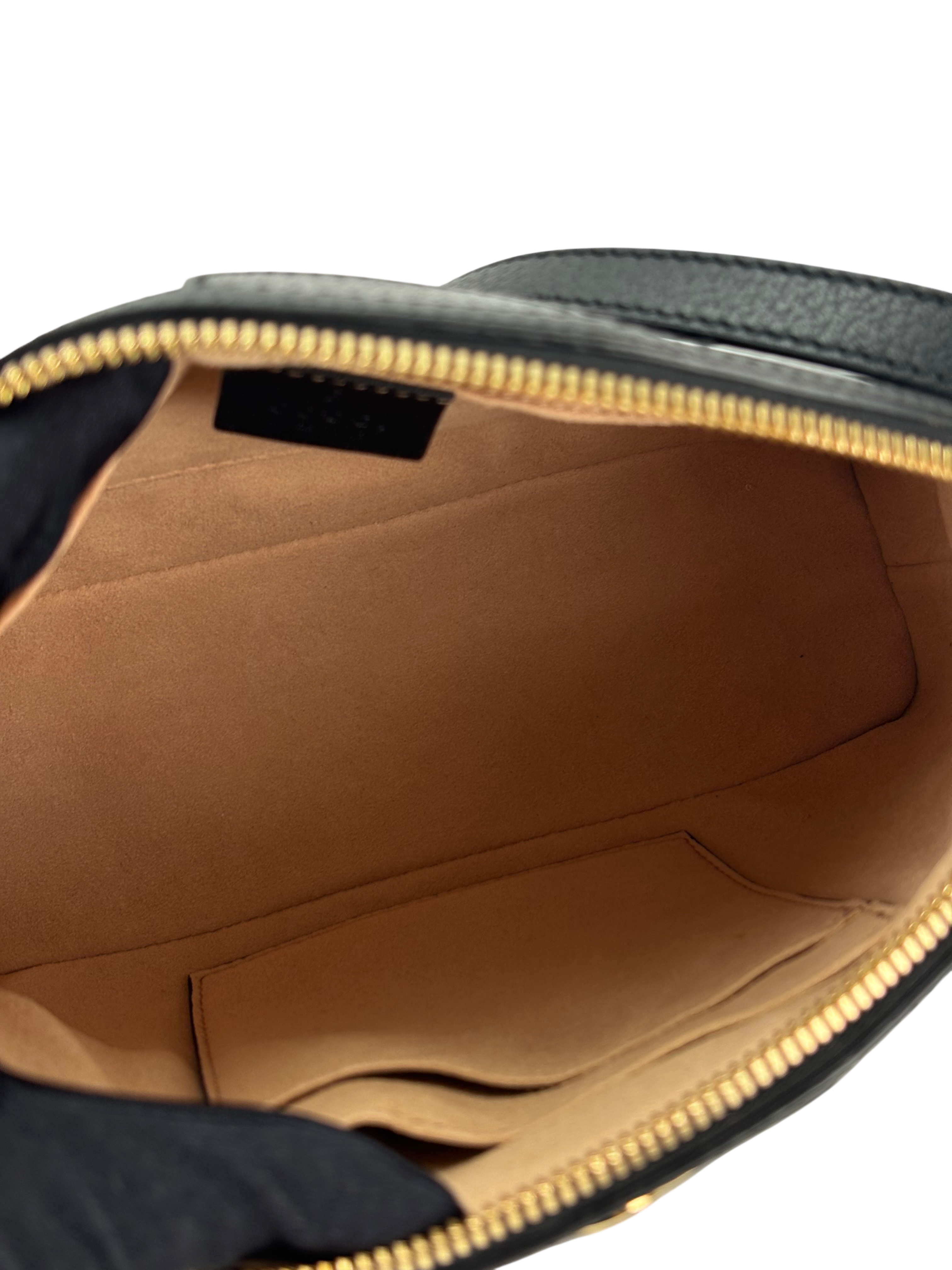 GUCCI - Leather Calfskin GG Web Small Ophidia Dome Shoulder Bag Black