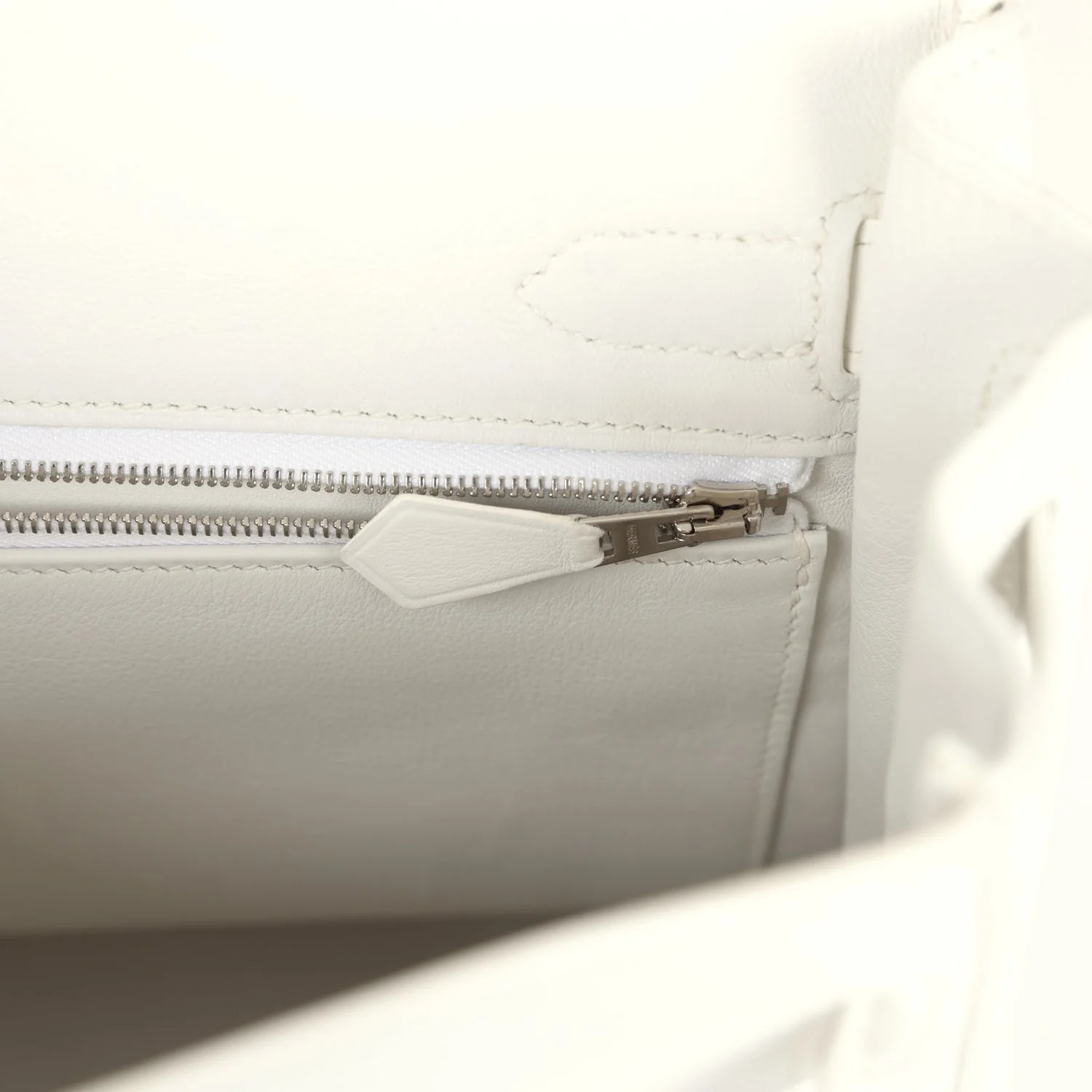 Pre-owned Hermes Kelly Lakis 35 White Swift Palladium Hardware