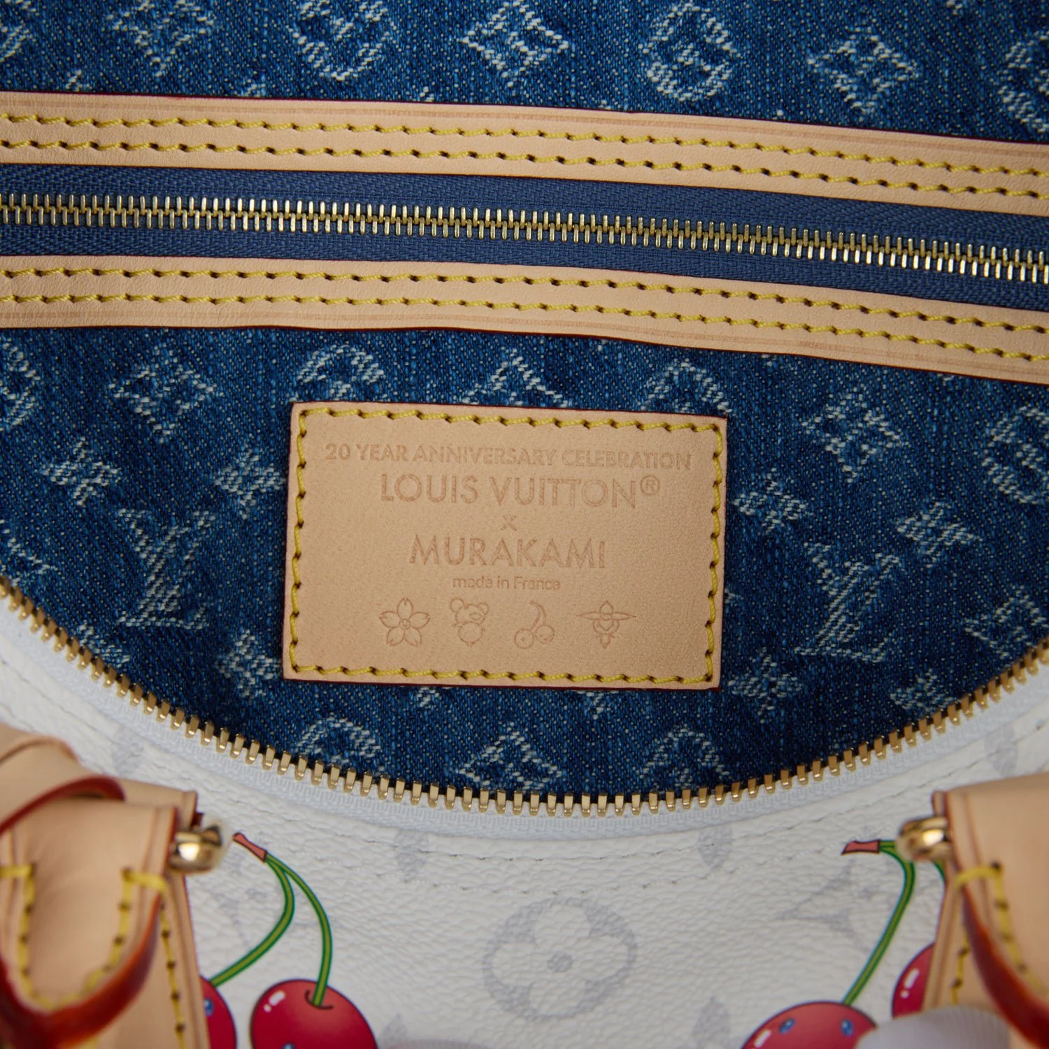 Louis Vuitton X Takashi Murakami Soft Speedy Bandouliere 30 Cherry White Monogram Gold Hardware