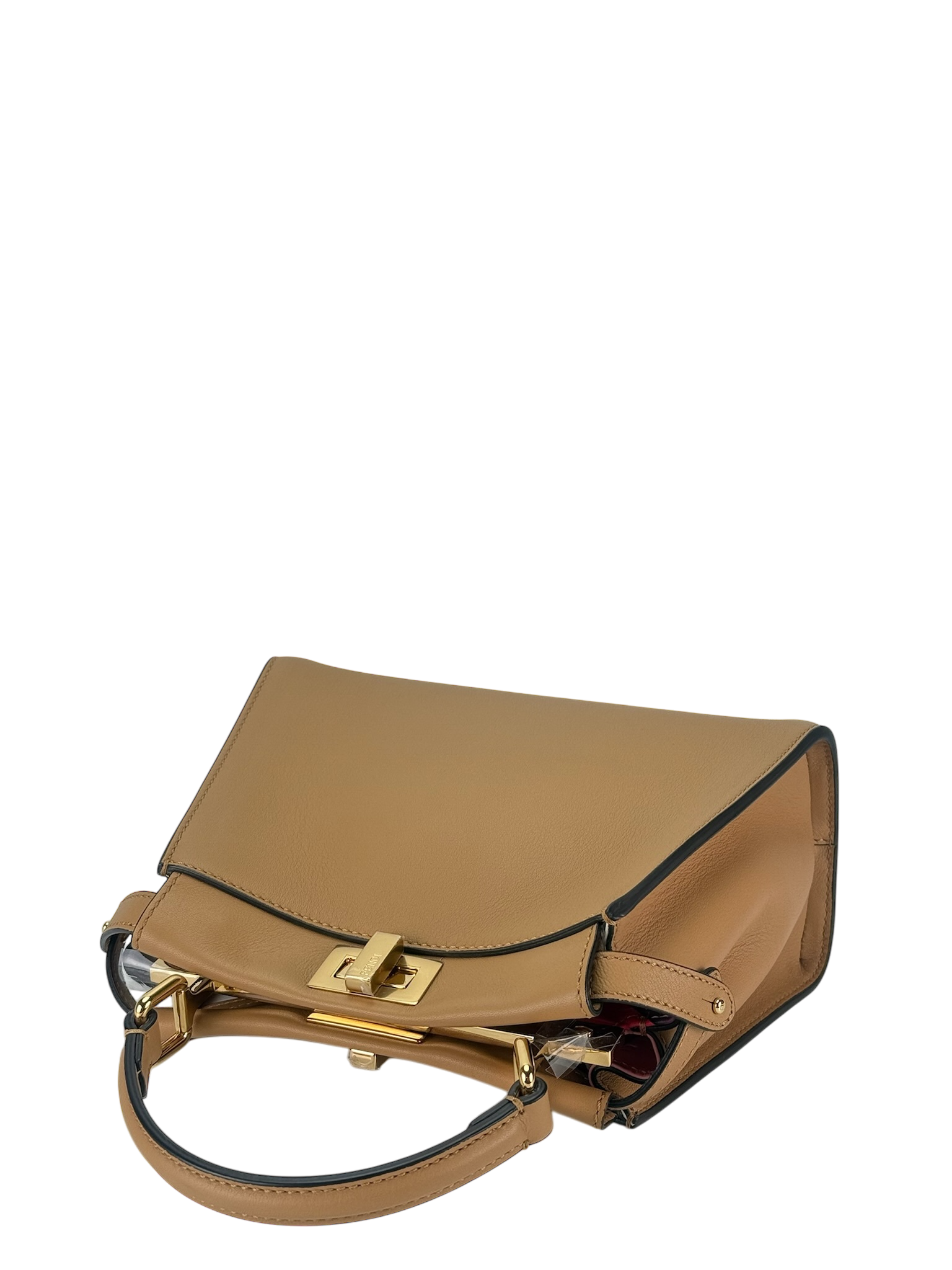 FENDI - Peekaboo Soft Small Brown Calfskin Leather bag Gold Hardware