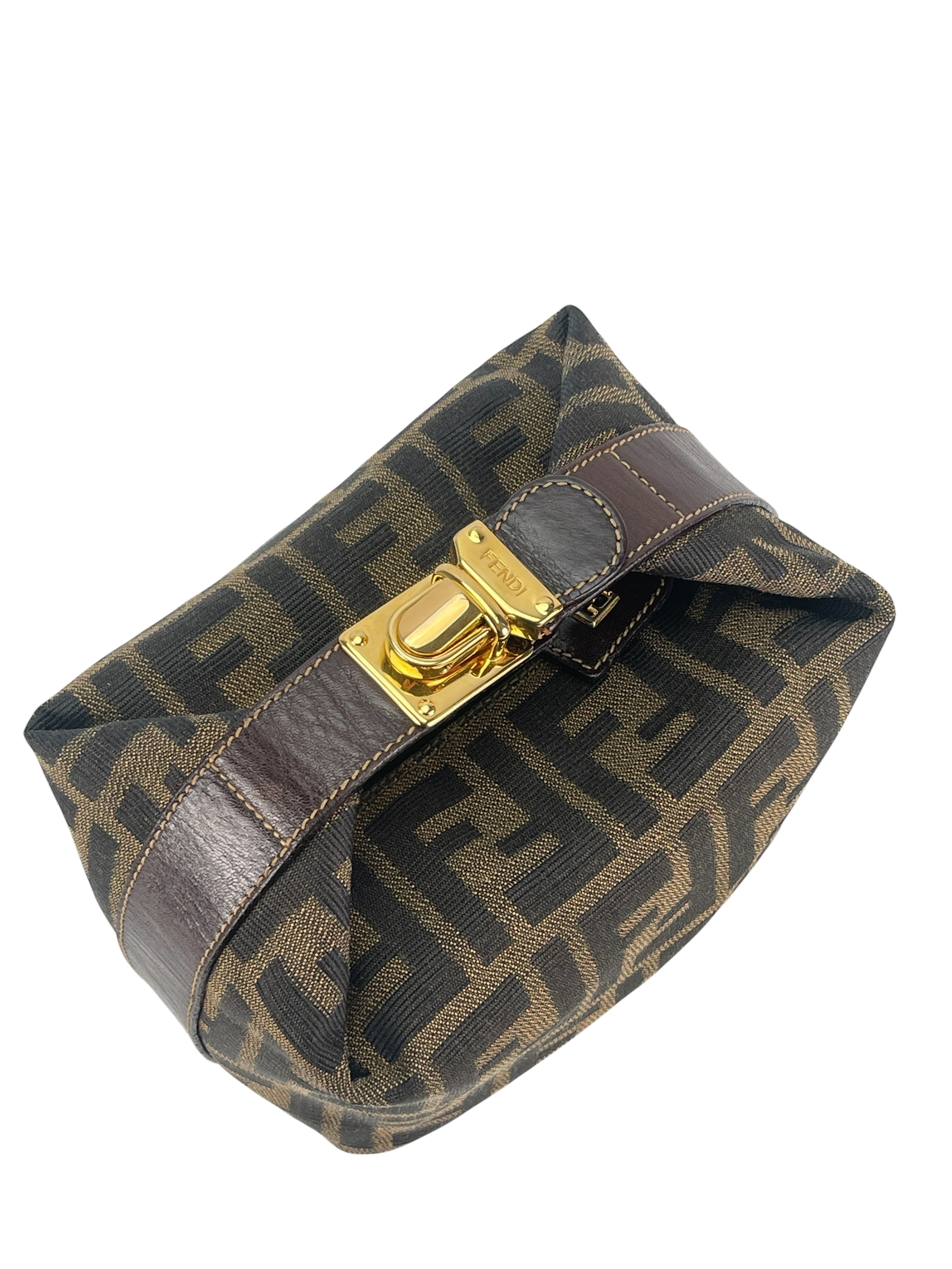 FENDI - Zucca Brown Jacquard Mini Vanity Pouch Handbag