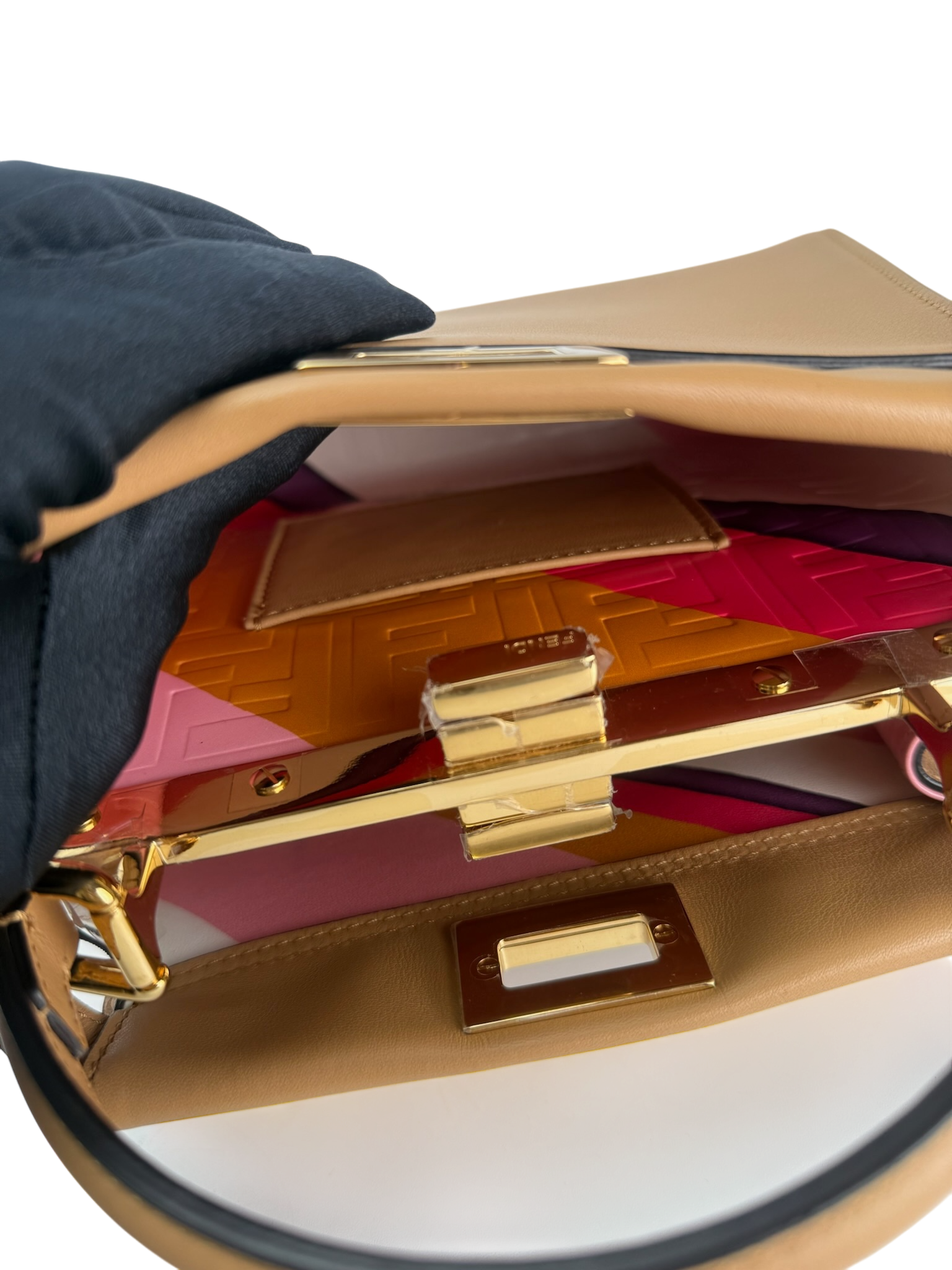 FENDI - Peekaboo Soft Small Brown Calfskin Leather bag Gold Hardware