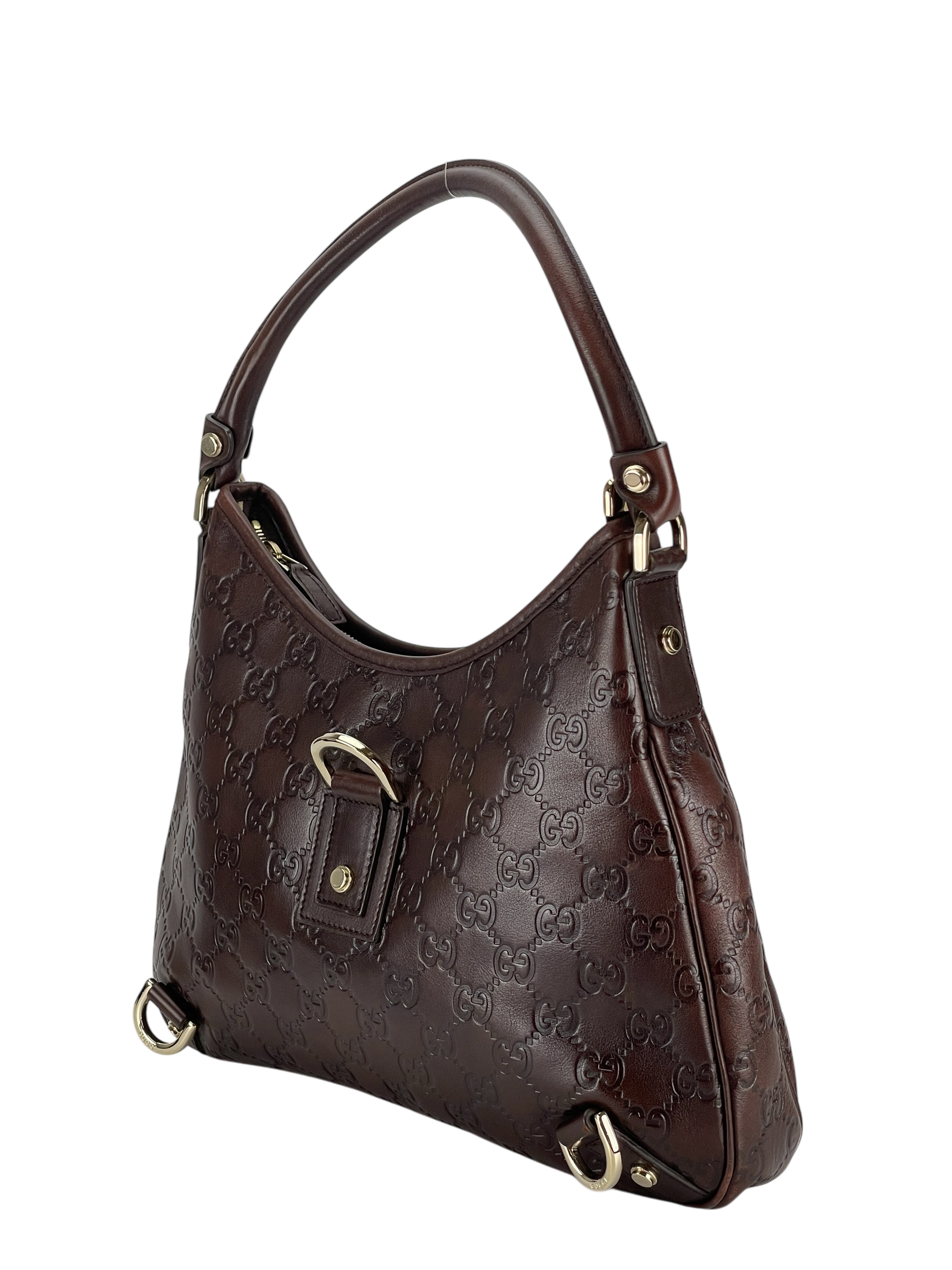 GUCCI - Dark Brown Abbey Guccissima Semi Shoulder Bag