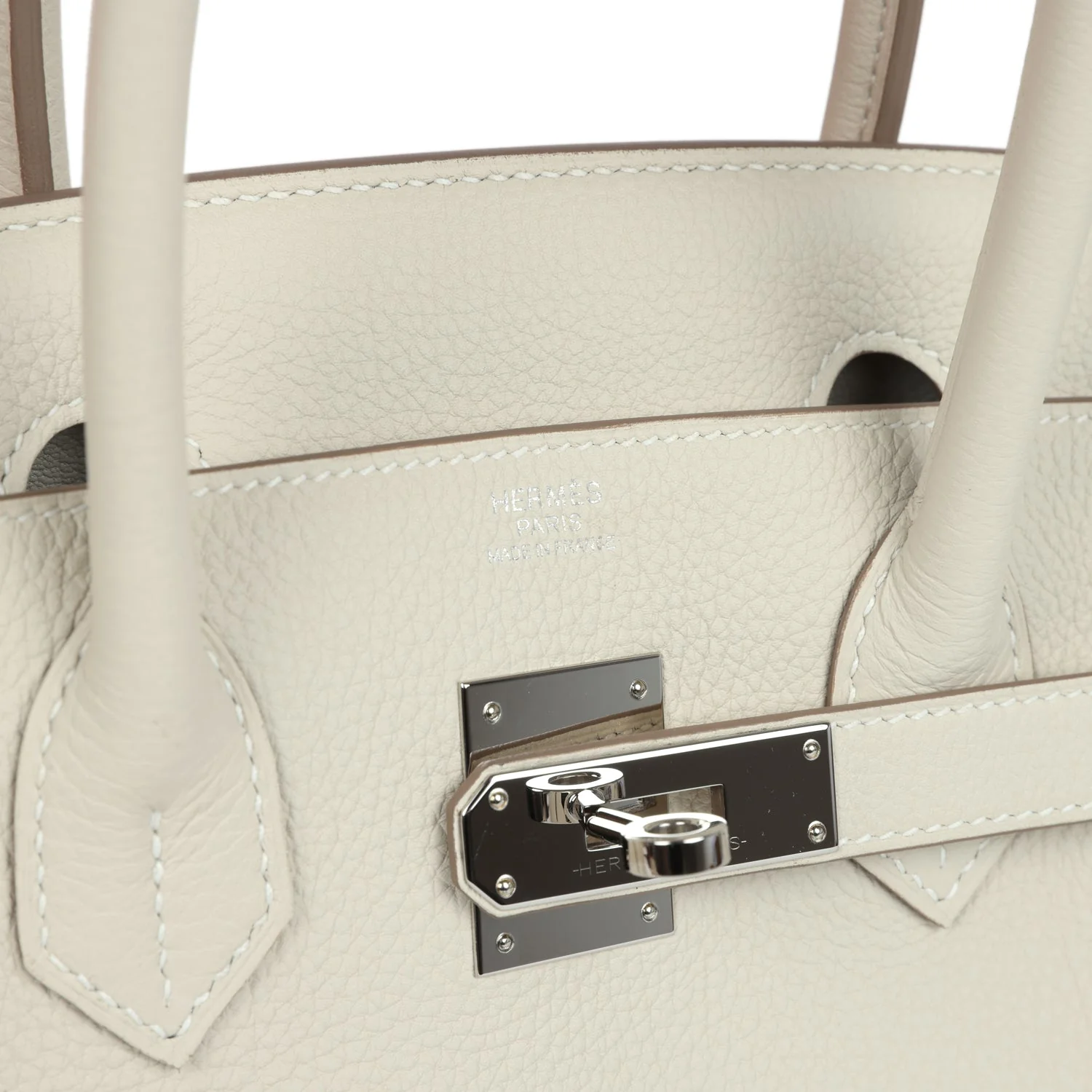 Pre-owned Hermes Birkin 30 Craie Togo Palladium Hardware