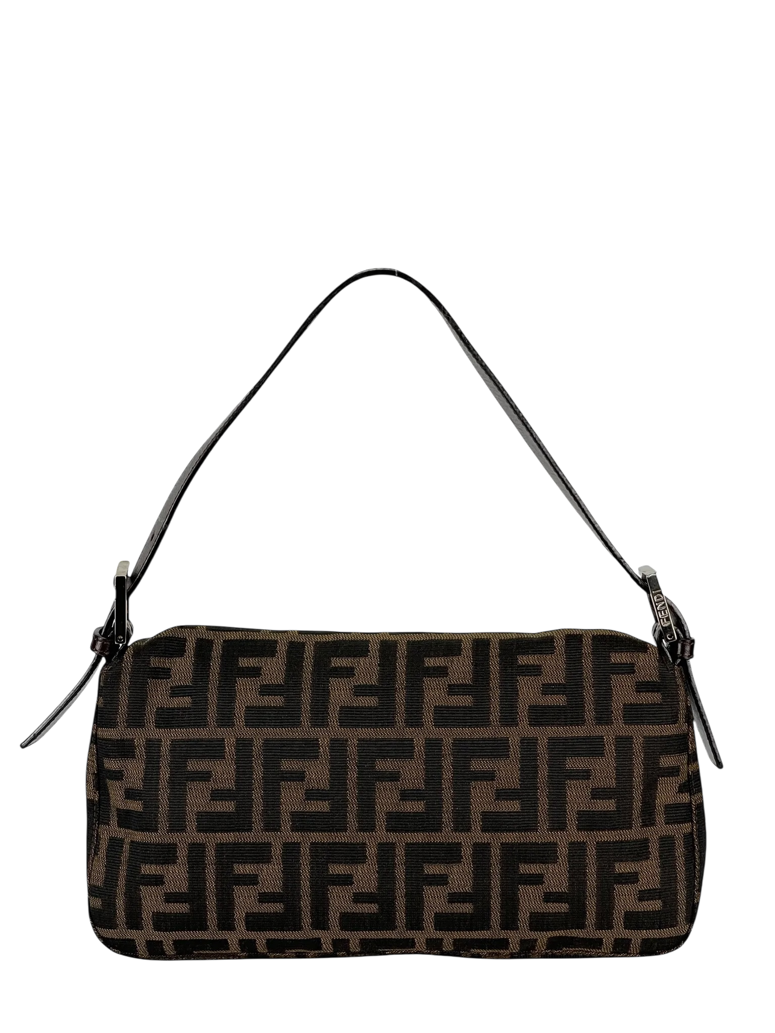 FENDI - Brown Zucca Baguette Handbag Silver Hardware