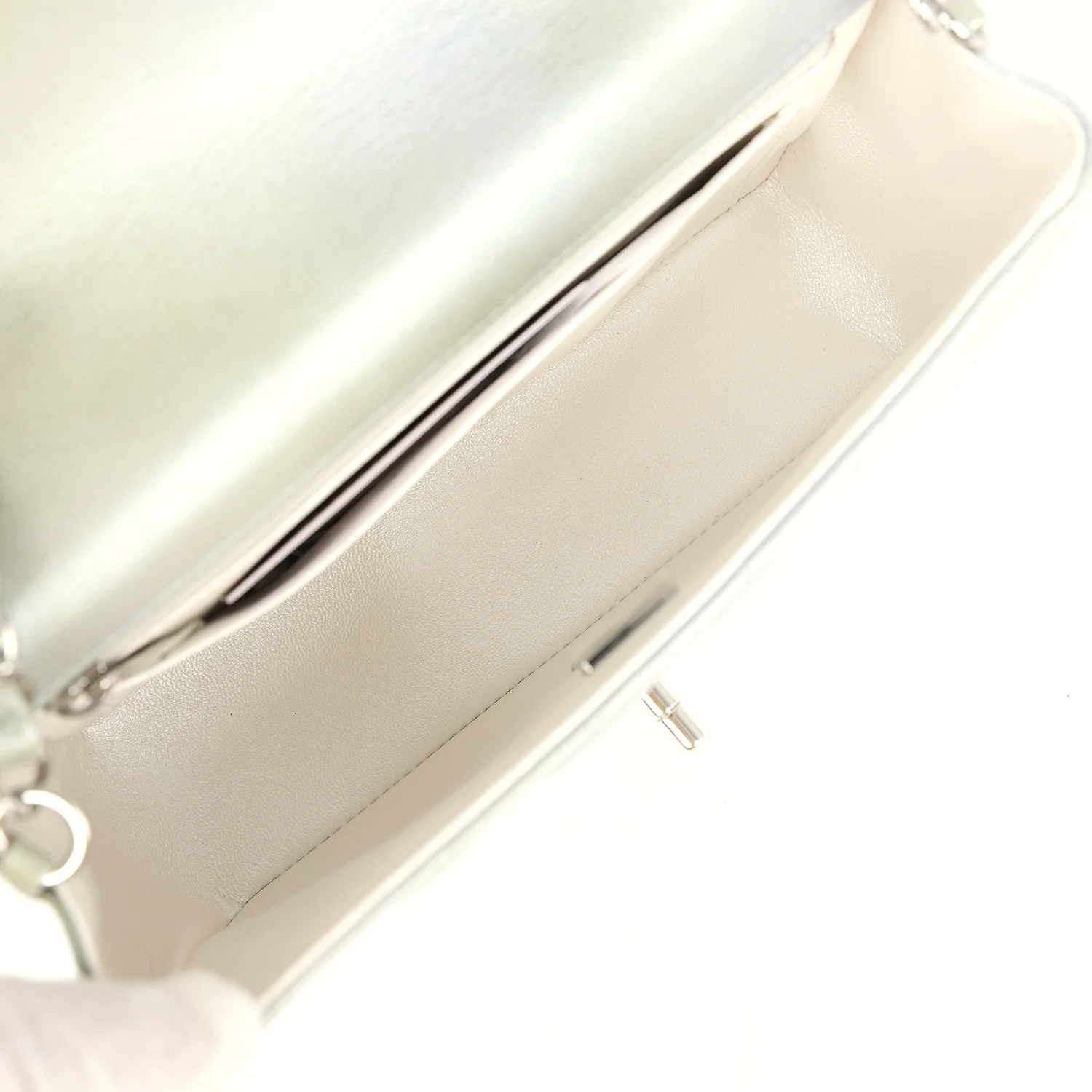 Chanel Mini Classic Rectangular Flap Bag Grey and Green Ombre Iridescent Goatskin Silver Hardware