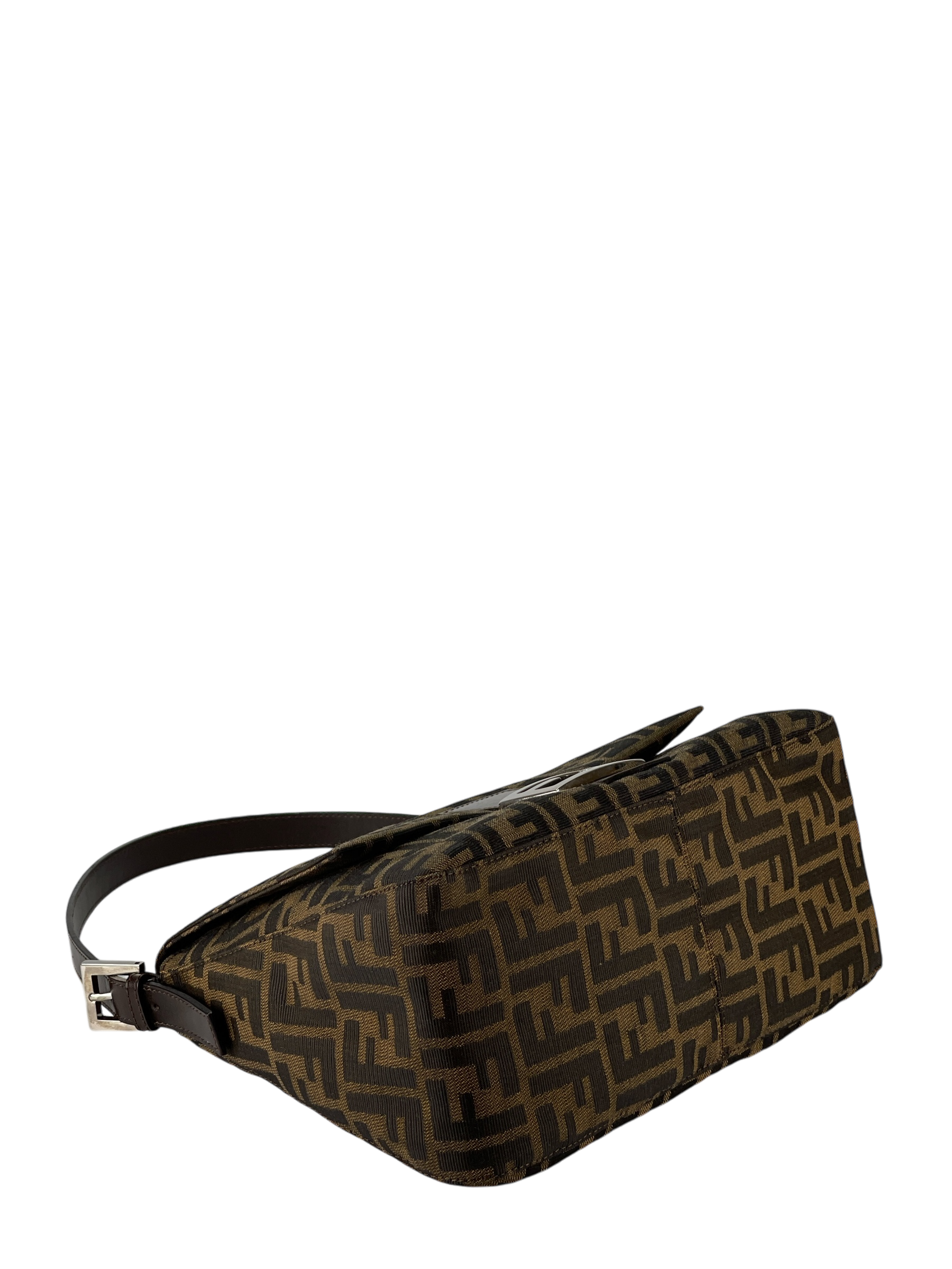 FENDI - Brown Zucca Mamma Baguette Handbag Silver Hardware