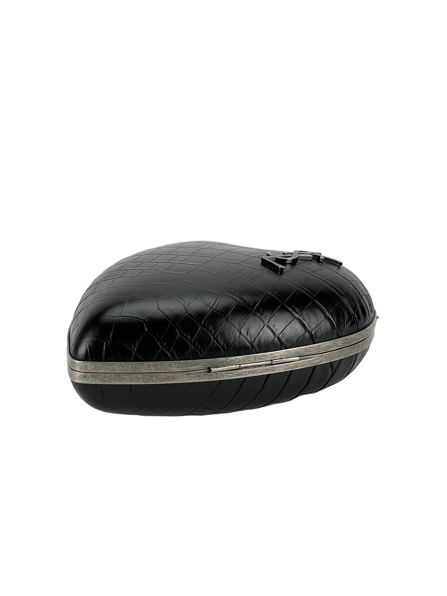 SAINT LAURENT - Crocodile Embossed Clutch Love Box Bag