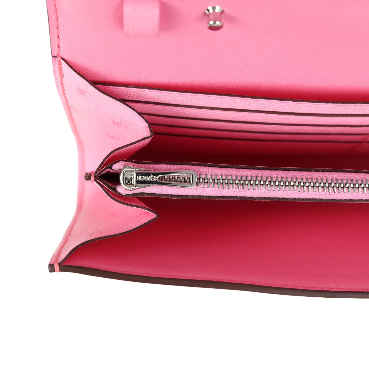 Hermes Constance To Go Wallet Bubblegum Ostrich Palladium Hardware