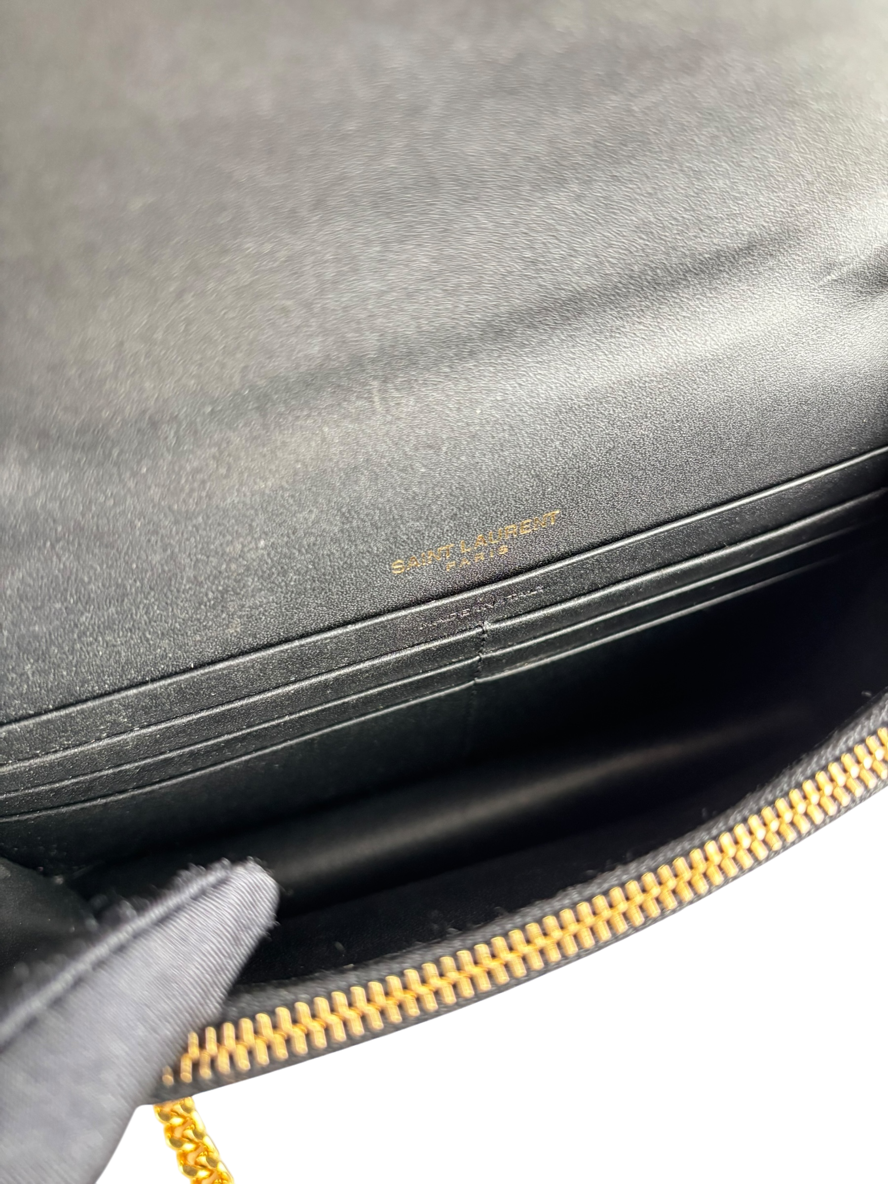 SAINT LAURENT - Black Calfskin Smooth Classic Kate Tassel Chain Wallet Crossbody Bag