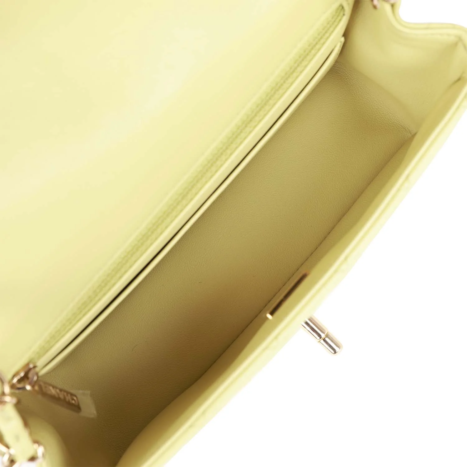 Chanel Mini Rectangular Flap Bag Light Green Lambskin Light Gold Hardware