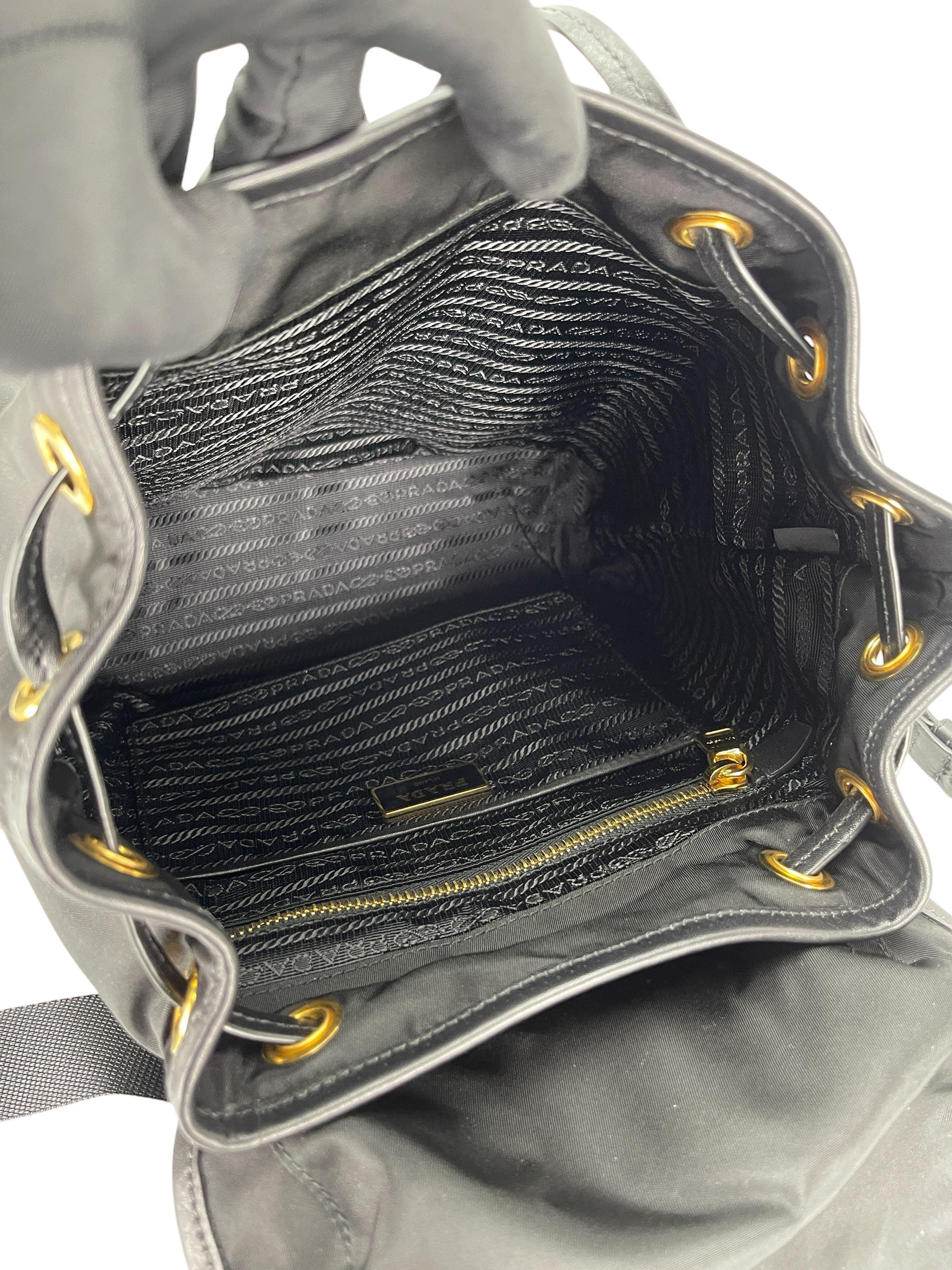 PRADA - Tessuto Nylon Soft Calfskin Small Backpack Black