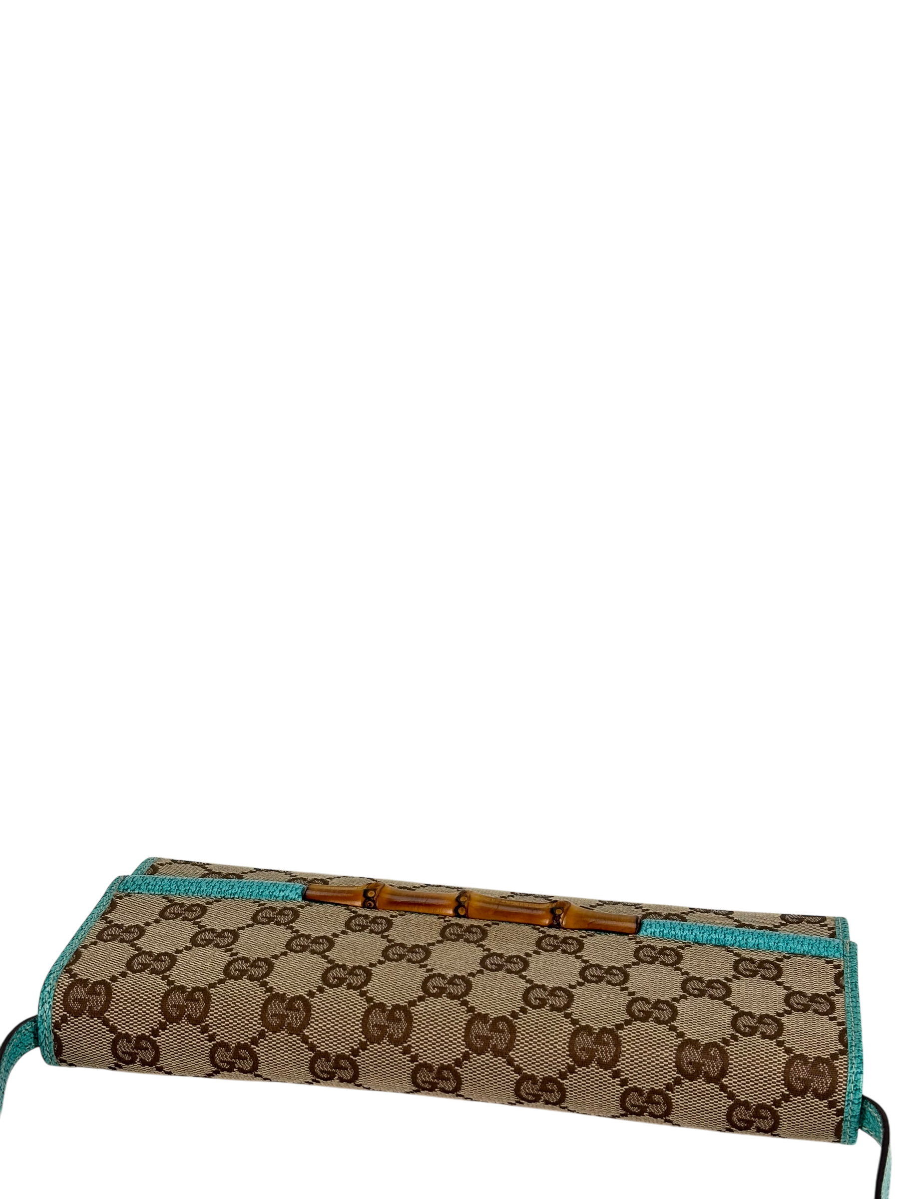 GUCCI - Bamboo GG Crossbody Shoulder Bag Blue Beige