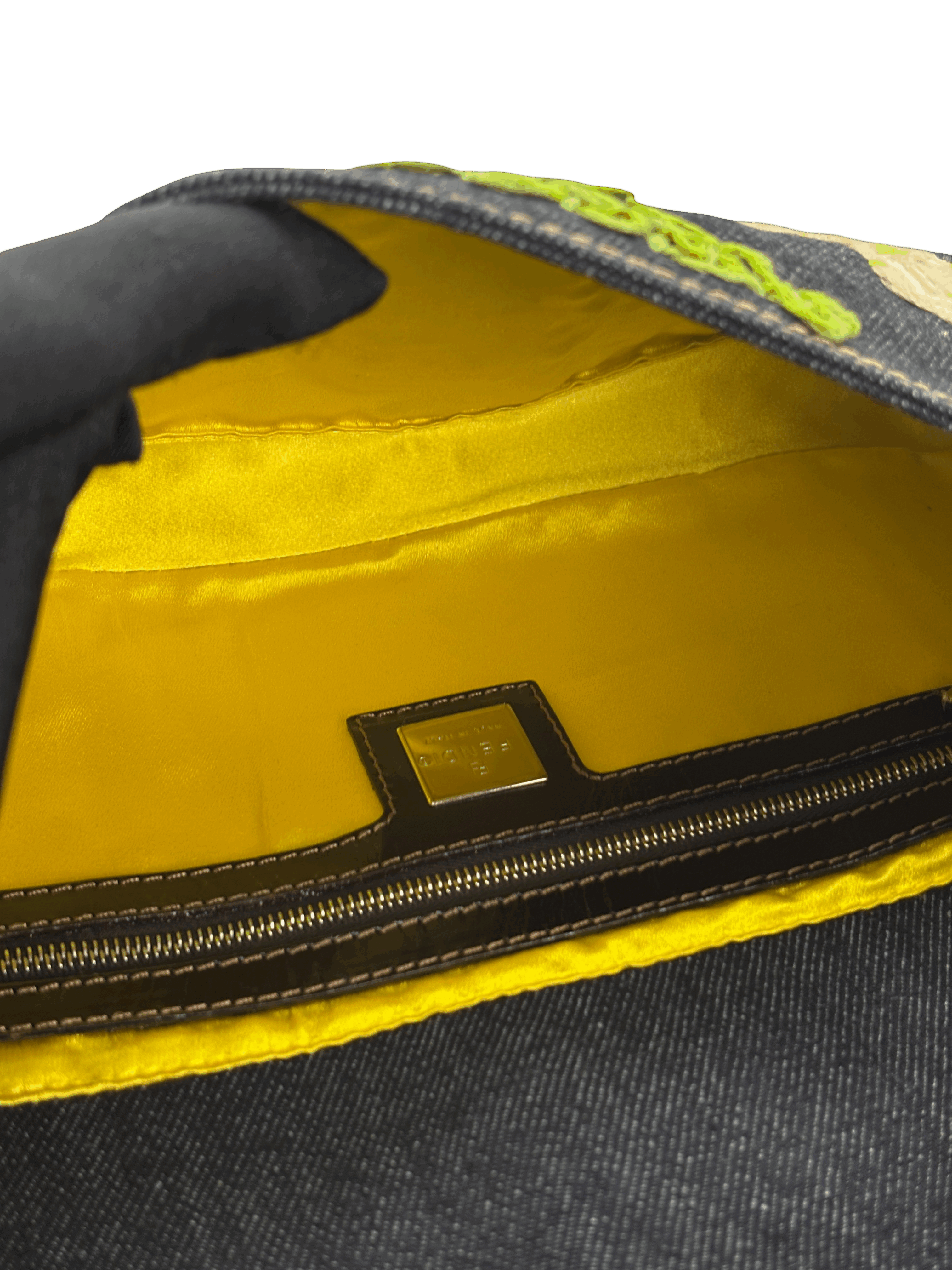 FENDI - Small Baguette Bag Denim Flower Navy