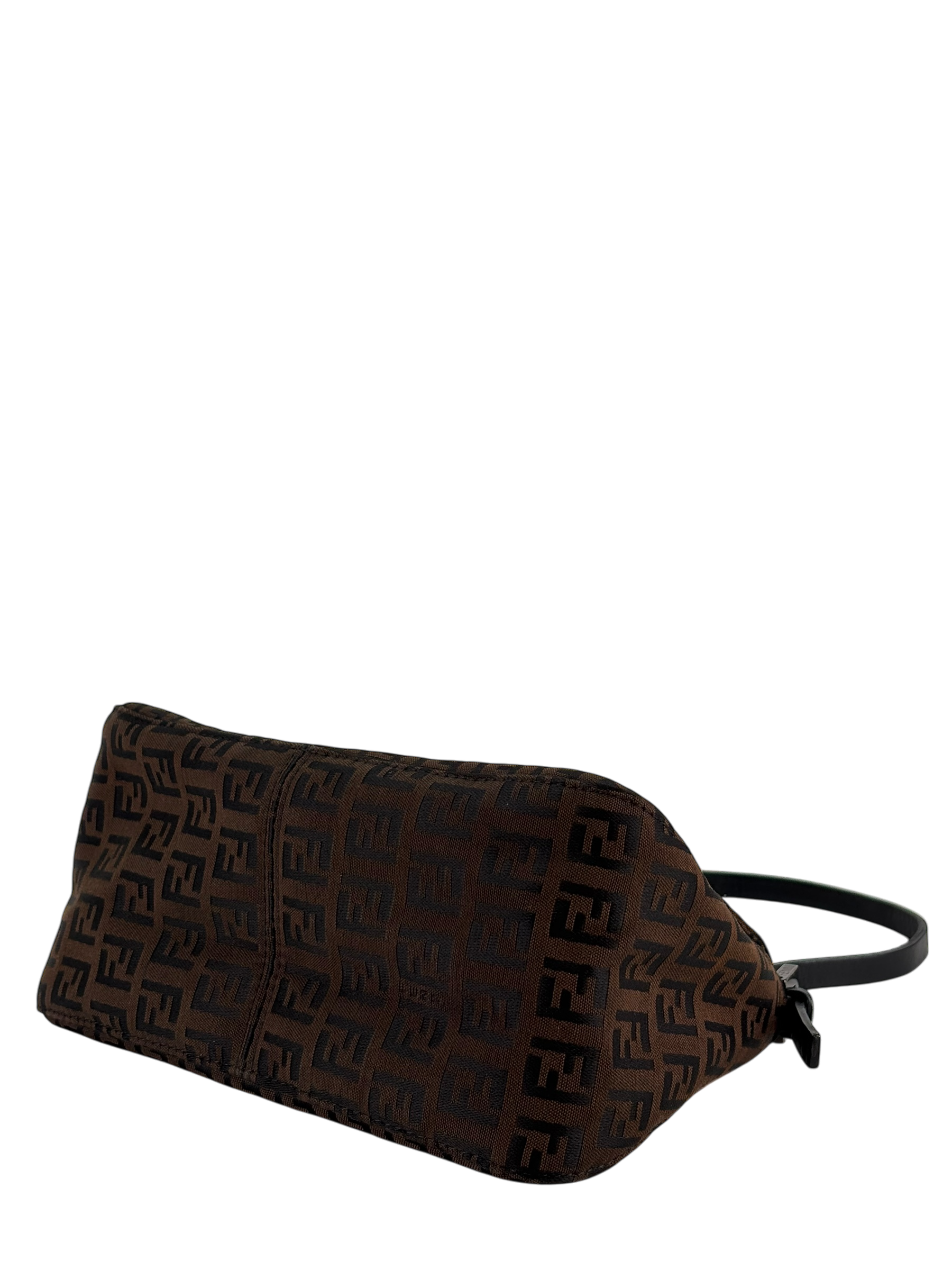 FENDI - Brown Zucca Canvas Leather Shoulder Bag