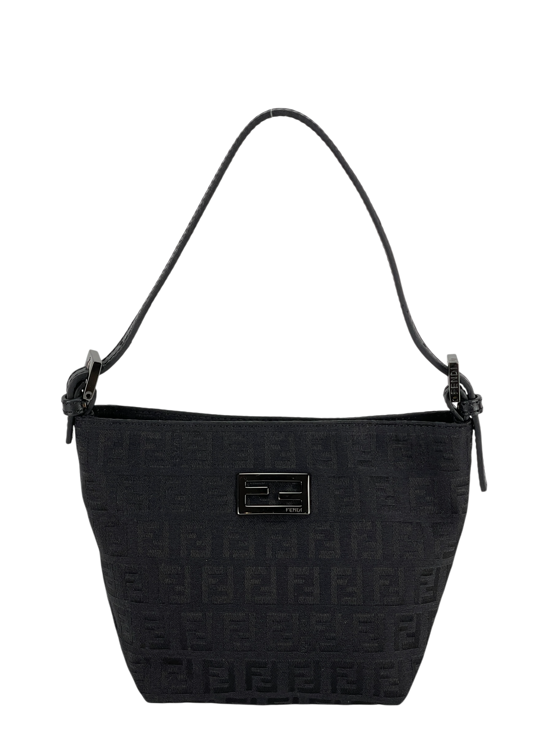 FENDI - Black Zucca Canvas Shoulder Bag