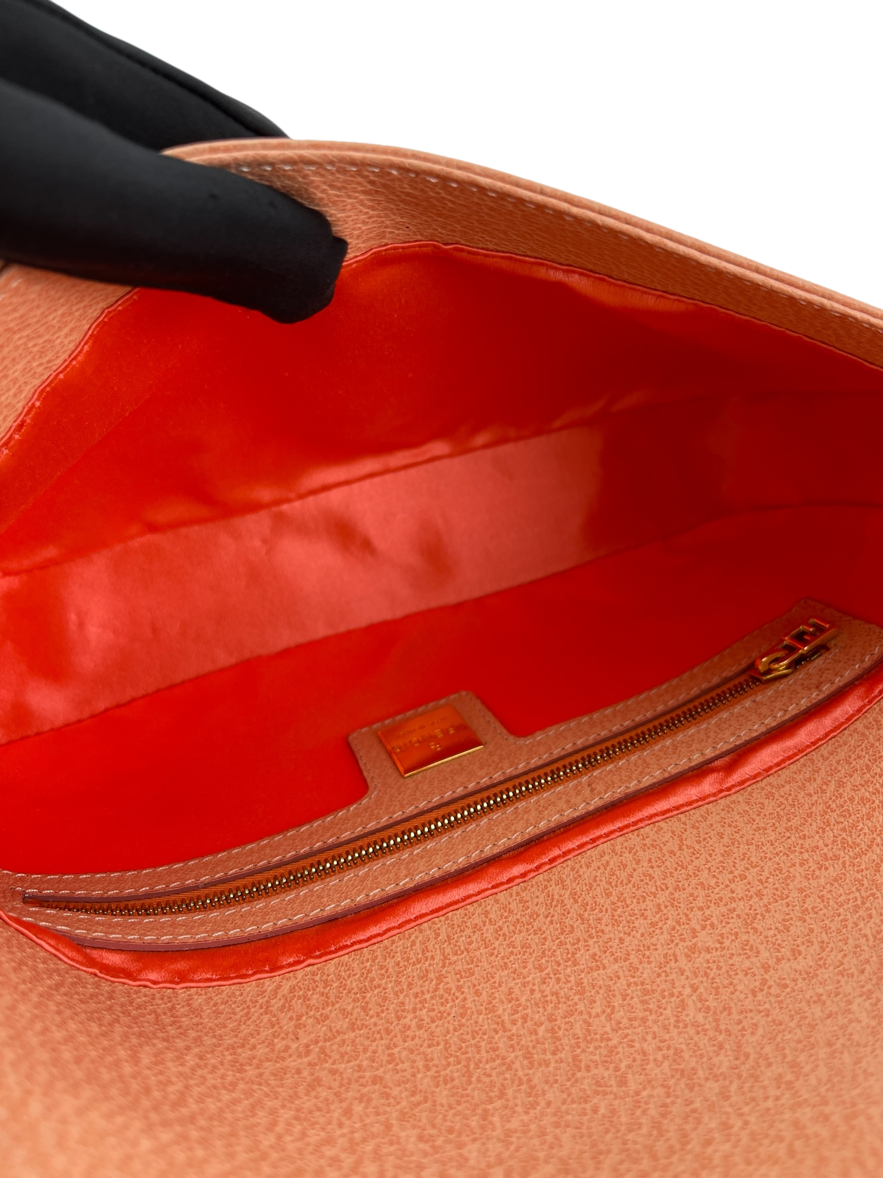 FENDI - Orange Pink Baguette Handbag Silver Hardware