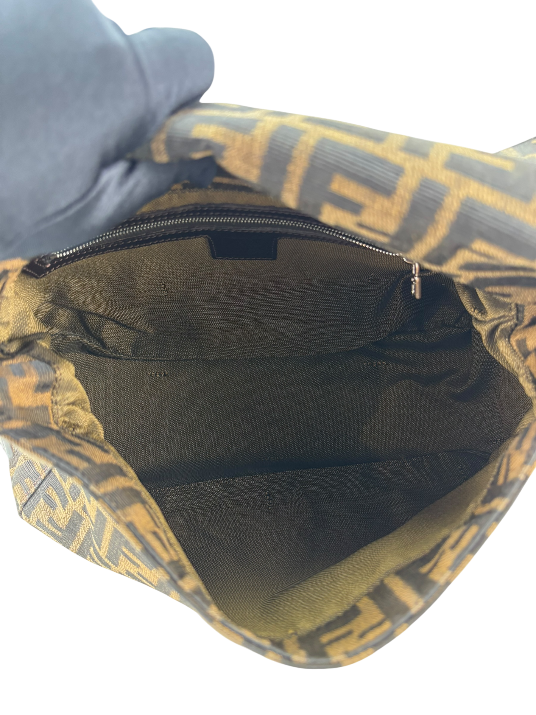 FENDI - Brown Zucca Mamma Baguette Handbag Silver Hardware