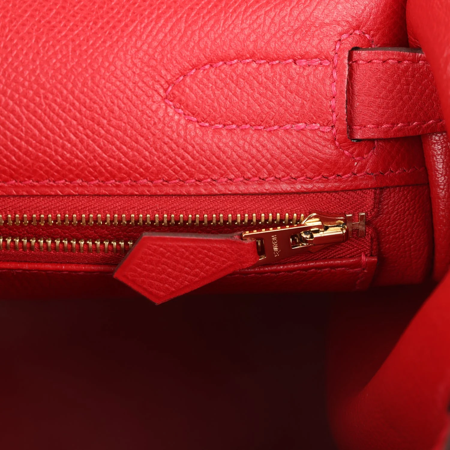 Pre-owned Hermes Kelly Sellier 32 Rouge Casaque Epsom Gold Hardware